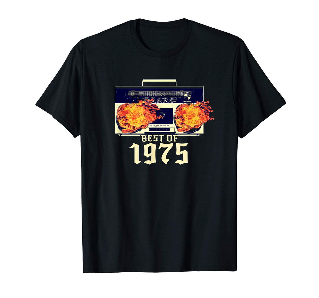 Best 1975 Audio Cassette Player Burning T-Shirt - Unique Graphic Men Women - T-Shirt, Sweatshirt, Hoodie
