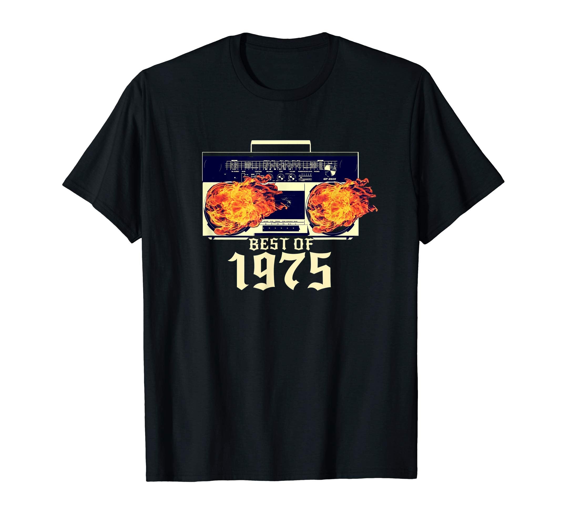 Best 1975 Audio Cassette Player Burning T-Shirt - Unique Graphic Men Women - T-Shirt, Sweatshirt, Hoodie
