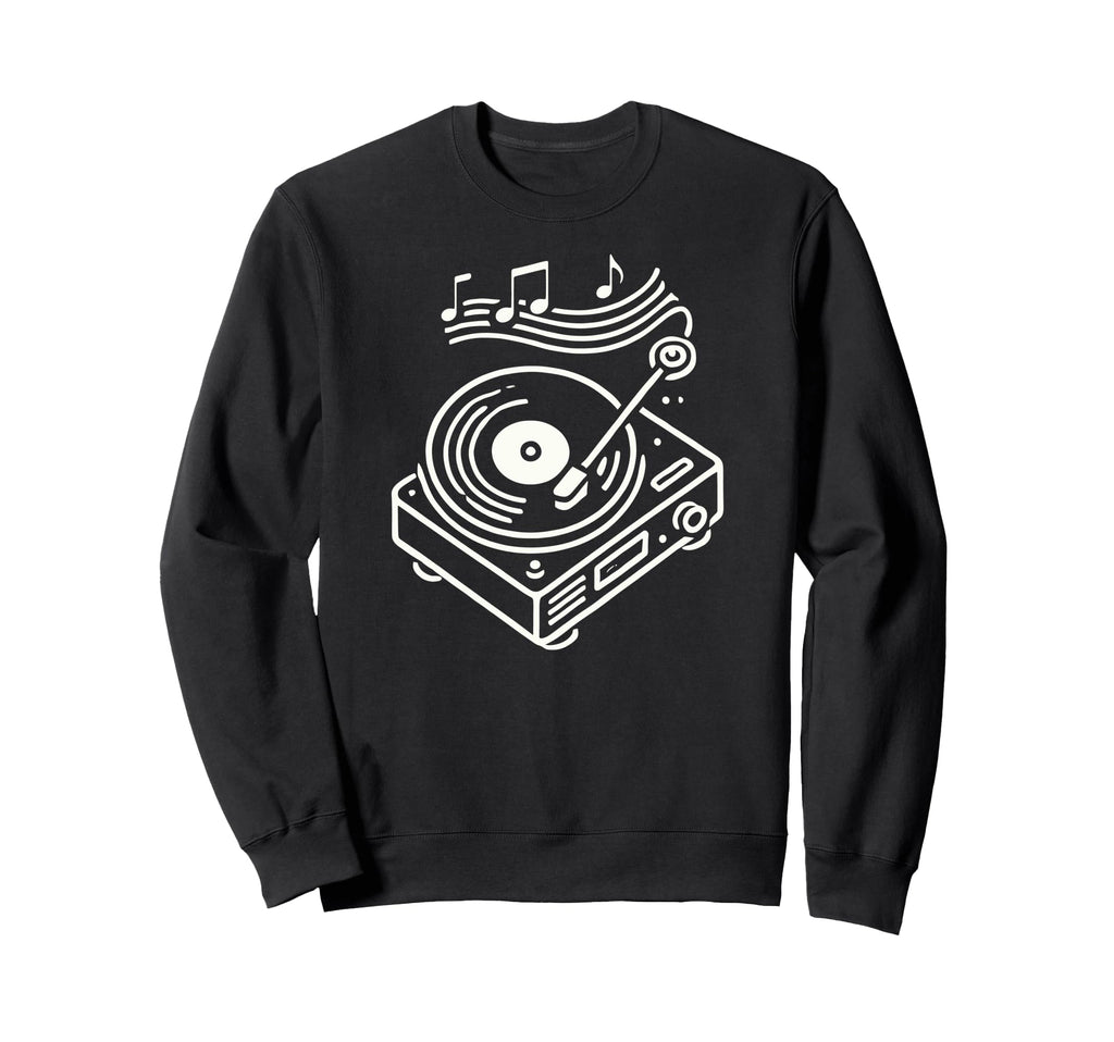 Vinyl Record Player Sketch Music Sweatshirt - Fun Novelty Design Unisex - T-Shirt, Sweatshirt, Hoodie