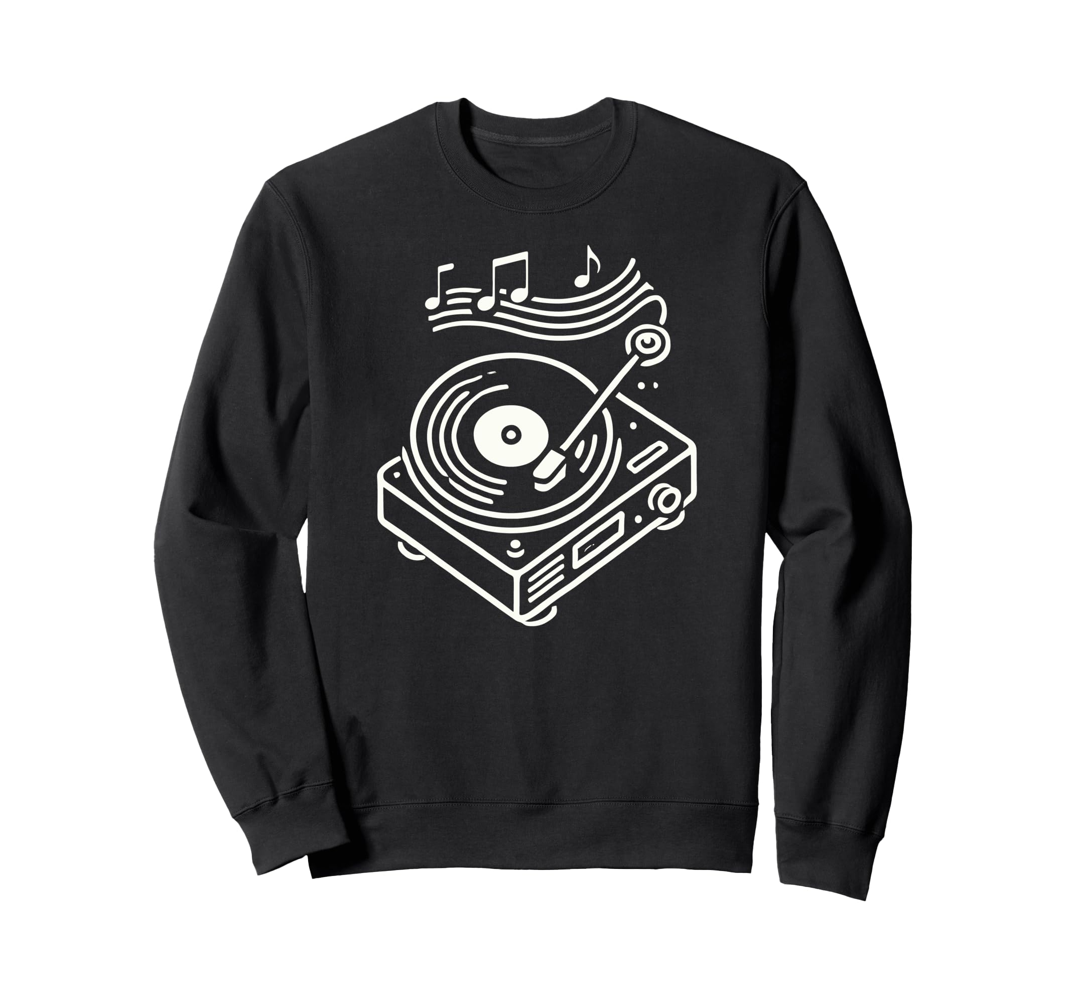 Vinyl Record Player Sketch Music Sweatshirt - Fun Novelty Design Unisex - T-Shirt, Sweatshirt, Hoodie