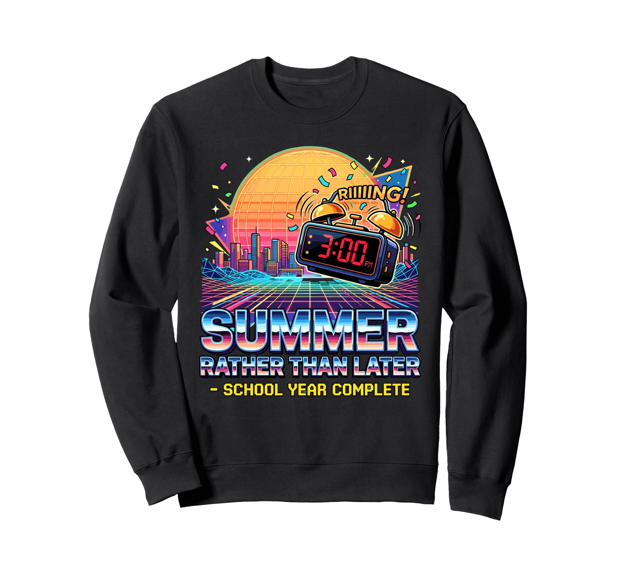 80S School Year Complete 3Pm Clock Sweatshirt - Minimalist Print Men Women - T-Shirt, Sweatshirt, Hoodie