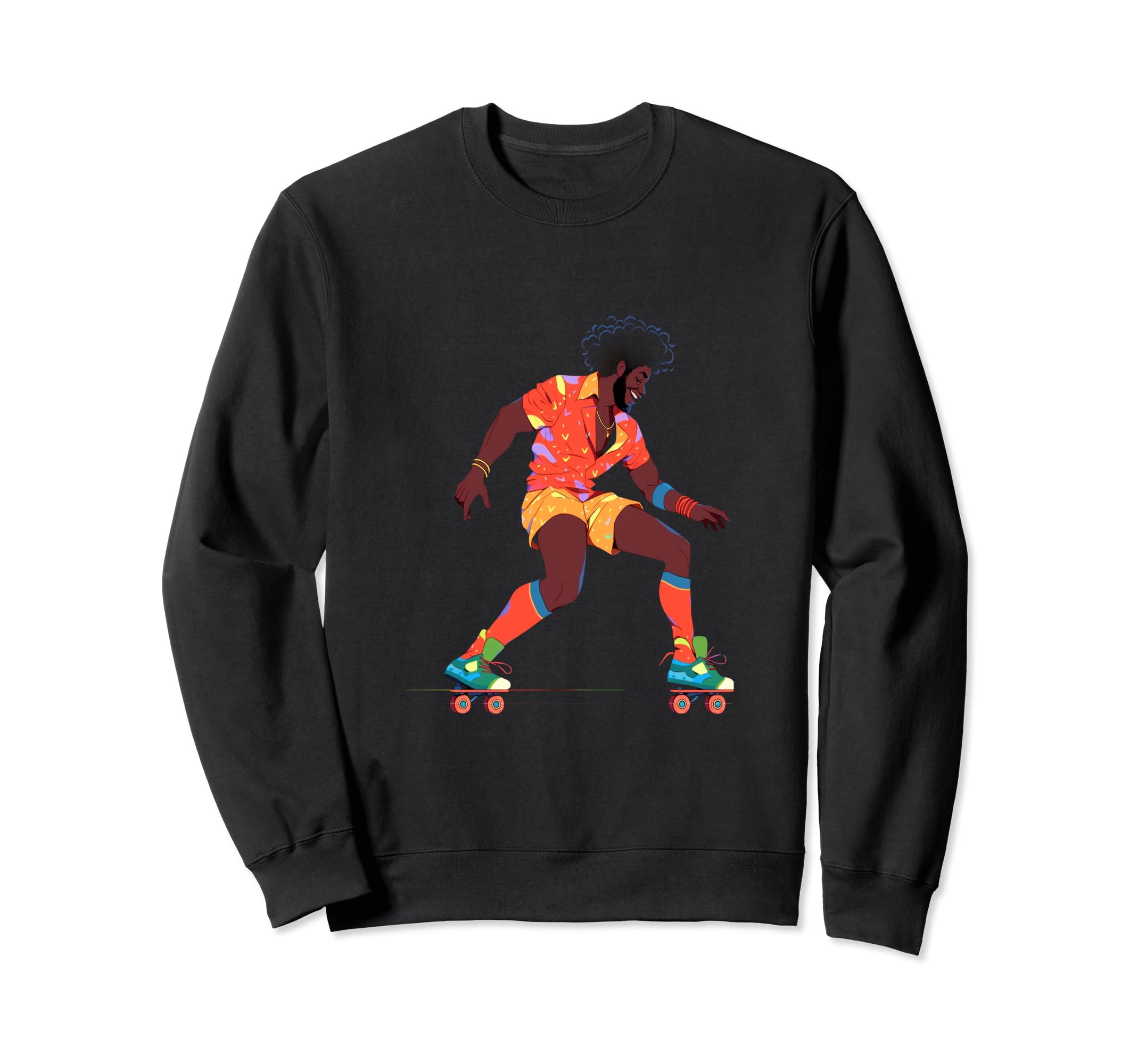 Roller Skating Afro Roller Skates Sweatshirt - Trendy Graphic for Adults - T-Shirt, Sweatshirt, Hoodie