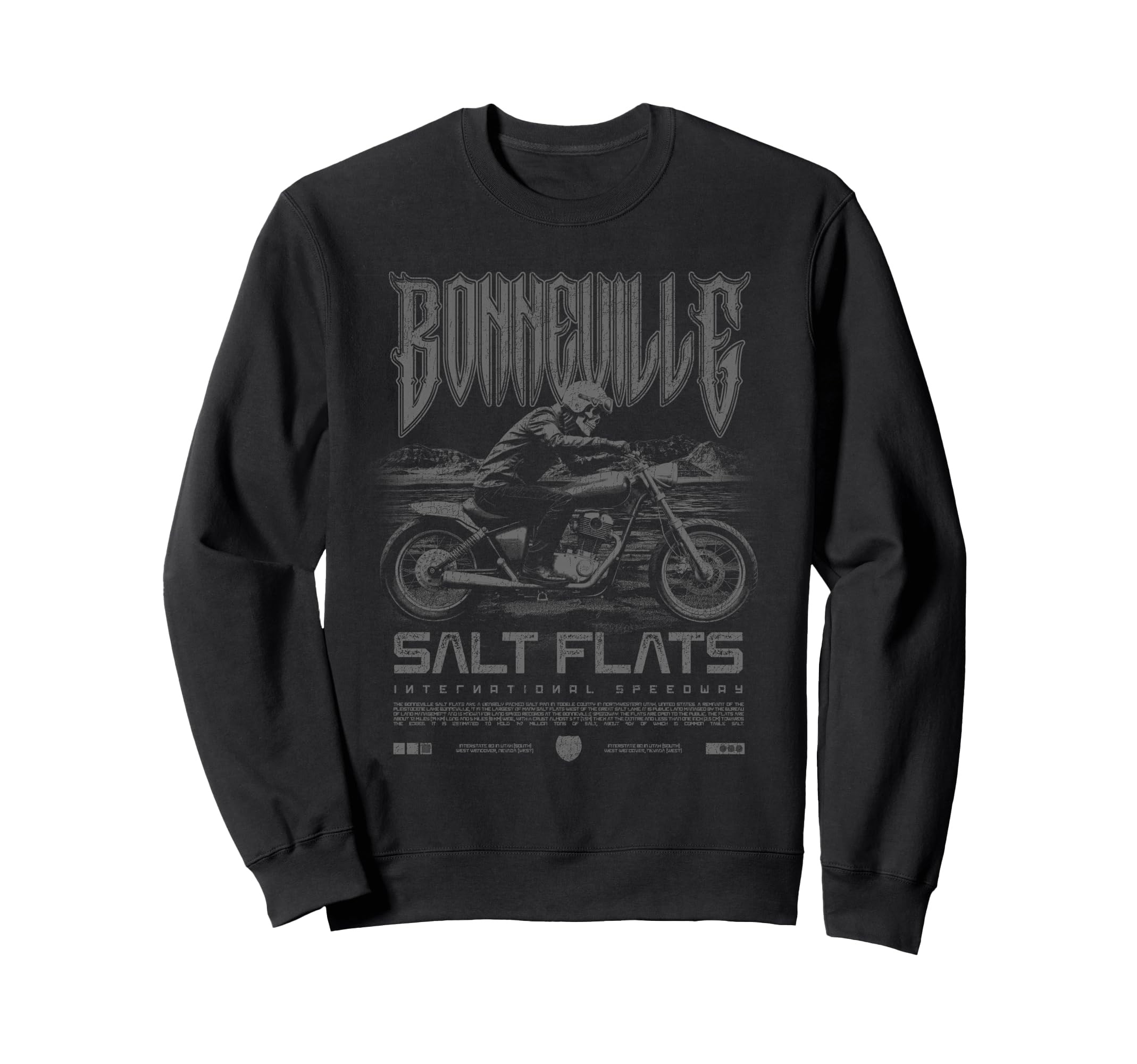 Bonneville Salt Flats Motorcycle Sweatshirt - Novelty Apparel Men Women - T-Shirt, Sweatshirt, Hoodie