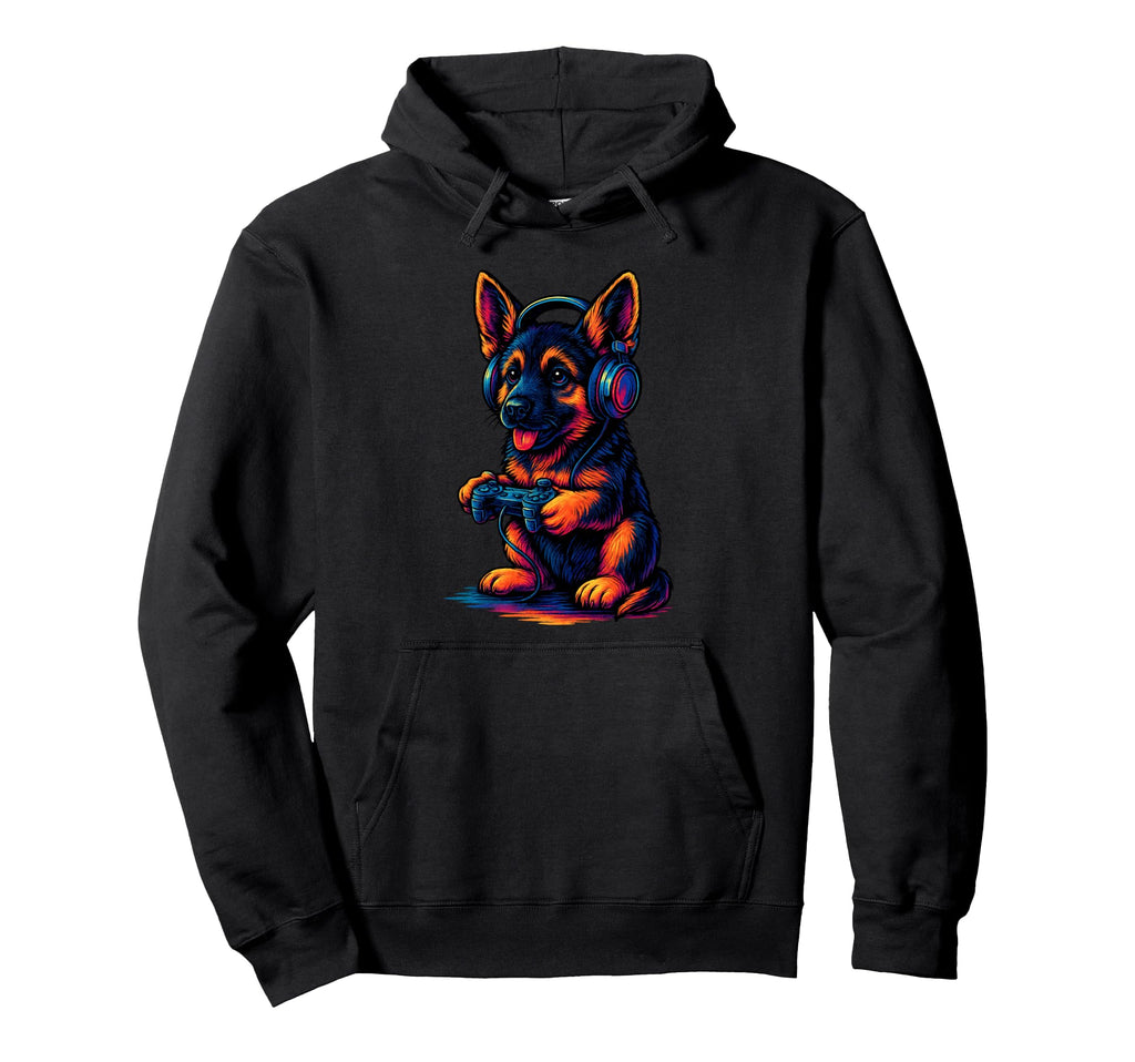 German Shepherd Gamer Gaming Dog Lover Hoodie - Trendy Graphic for Adults - T-Shirt, Sweatshirt, Hoodie