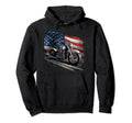 Motorcycle American Flag Distressed Hoodie - Aesthetic Graphic Unisex - T-Shirt, Sweatshirt, Hoodie