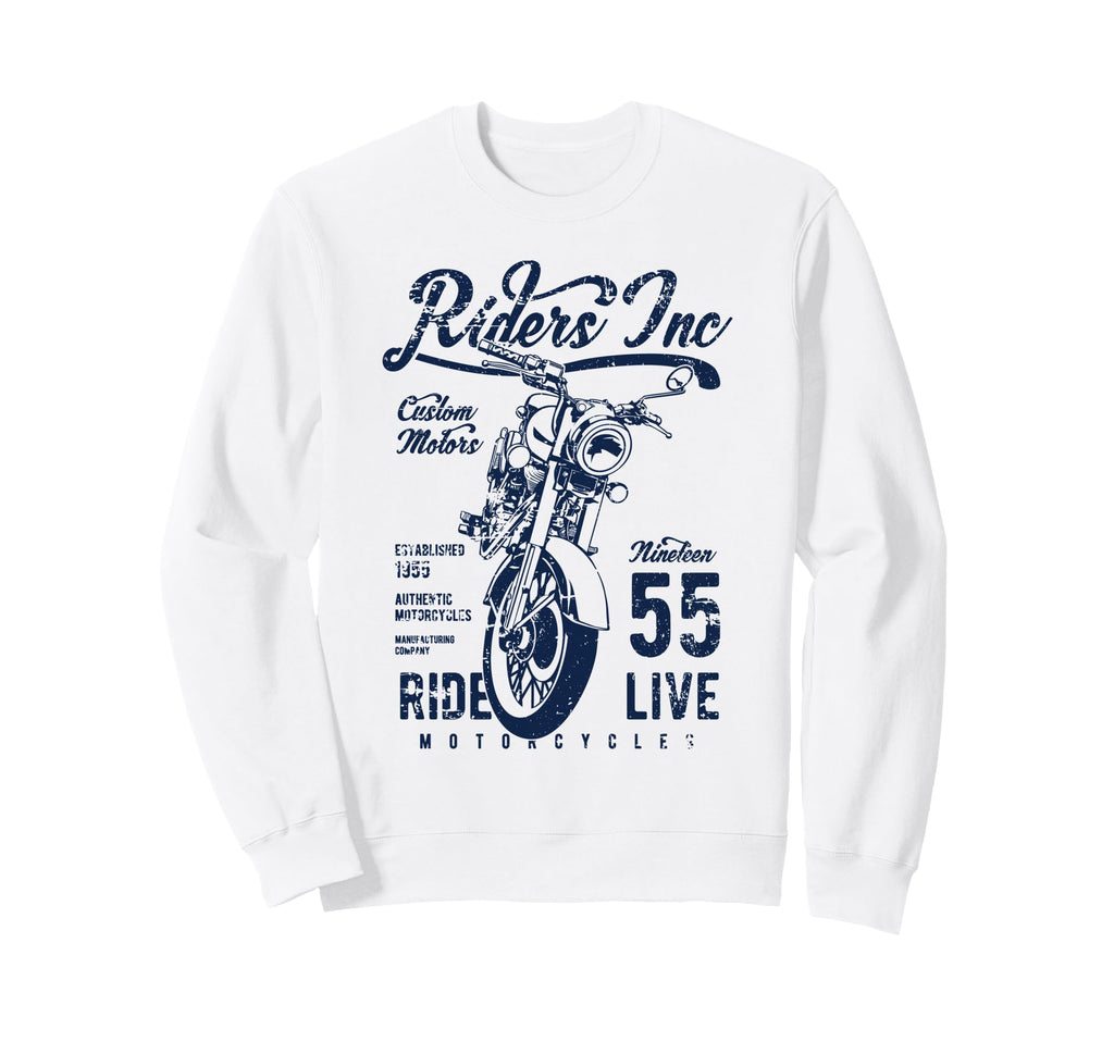 Riders Inc 1955 Motorcycle Distressed Sweatshirt - Graphic Print for Adults - T-Shirt, Sweatshirt, Hoodie