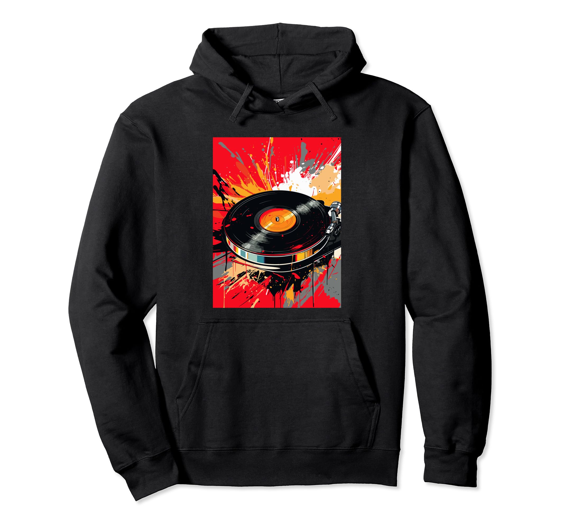 Vinyl Record Player Dj Music Hoodie - Graphic Print for Adults - T-Shirt, Sweatshirt, Hoodie