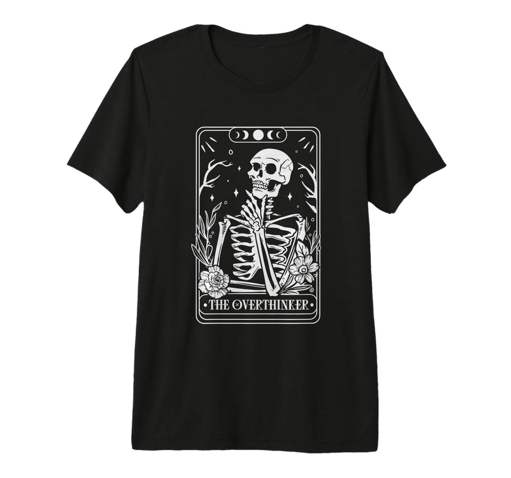 Overthinker Skeleton Tarot Card Tri Blend T-Shirt - Novelty Apparel Unisex - T-Shirt, Sweatshirt, Hoodie