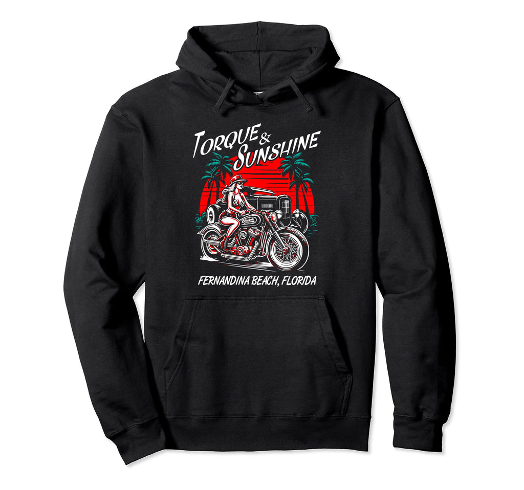 Fernandina Beach Florida Motorcycle Hoodie - Fun Novelty Design Unisex - T-Shirt, Sweatshirt, Hoodie