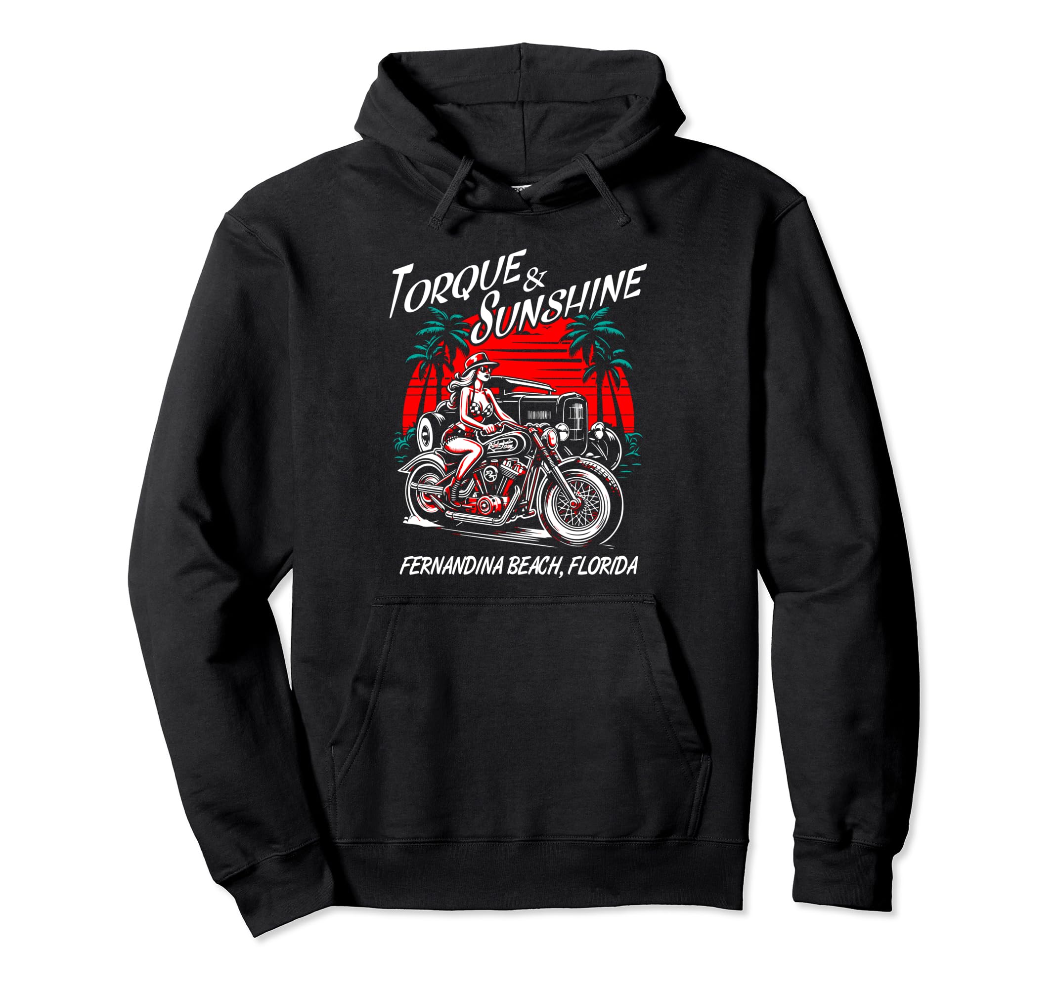 Fernandina Beach Florida Motorcycle Hoodie - Fun Novelty Design Unisex - T-Shirt, Sweatshirt, Hoodie
