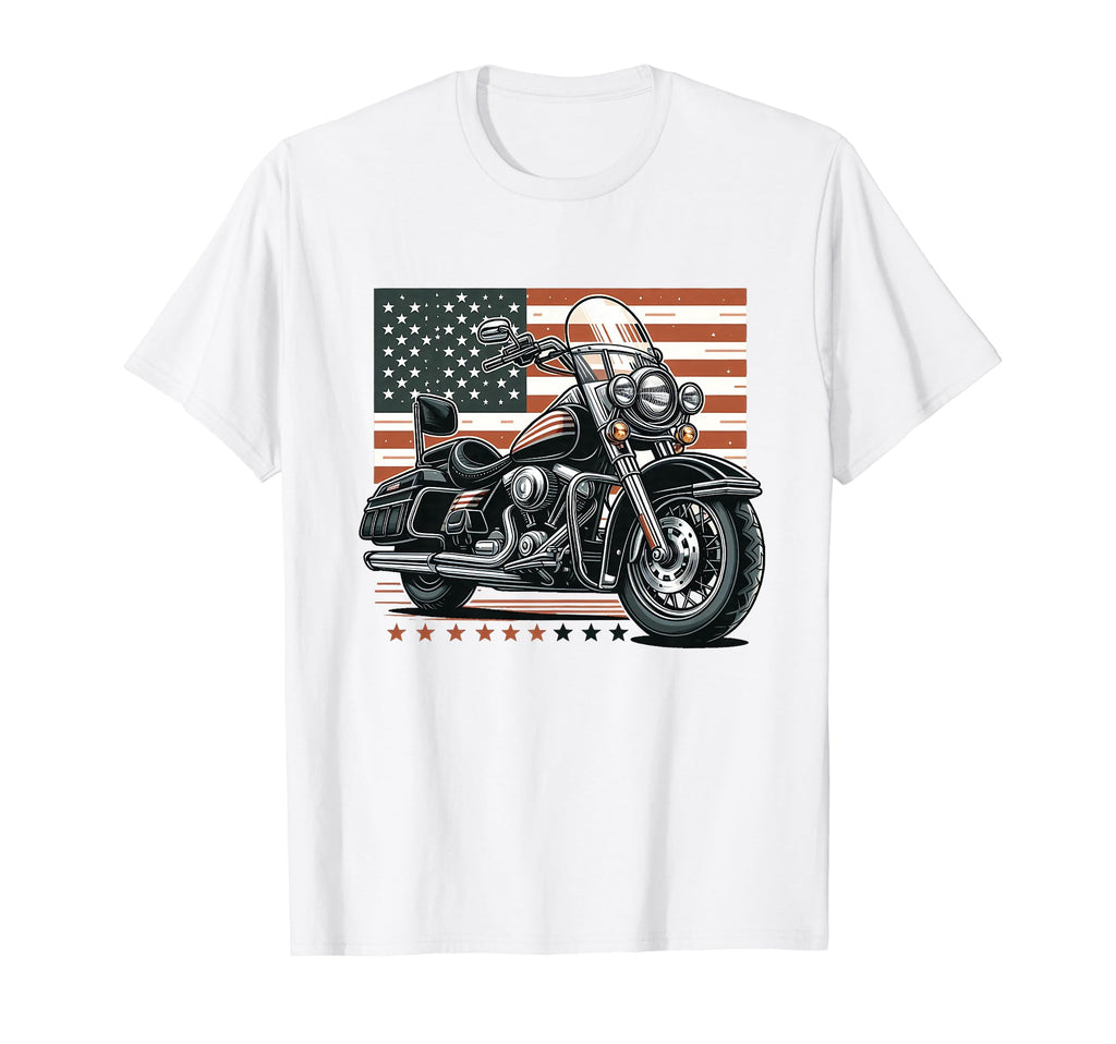 Motorcycle Lovers American Flag T-Shirt - Trendy Graphic for Adults - T-Shirt, Sweatshirt, Hoodie