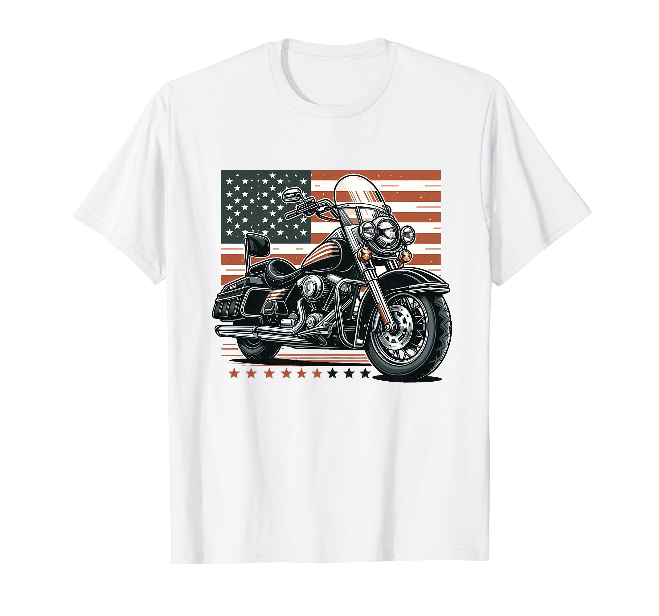 Motorcycle Lovers American Flag T-Shirt - Trendy Graphic for Adults - T-Shirt, Sweatshirt, Hoodie