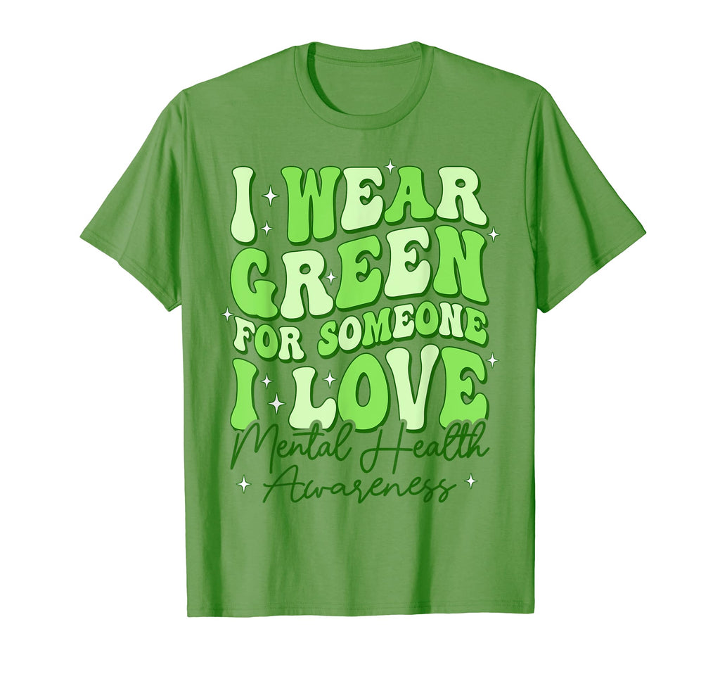 Groovy I Wear Green Mental Health T-Shirt - Aesthetic Graphic Men Women - T-Shirt, Sweatshirt, Hoodie