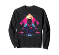 Synthwave Cat Samurai Mediation Sweatshirt - Custom Art Print Men Women - T-Shirt, Sweatshirt, Hoodie