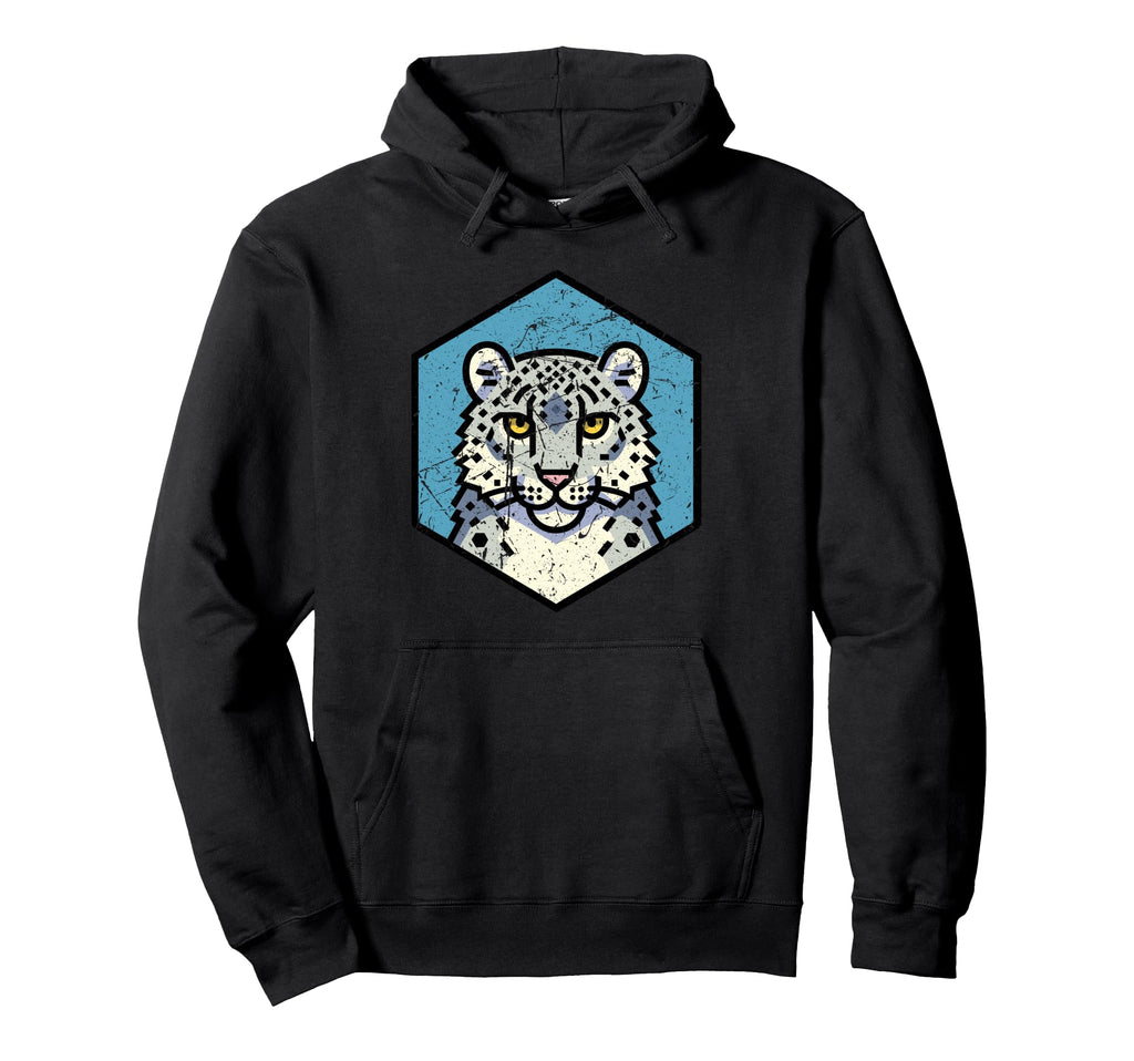Bold Winter Leopard Head Hexagon Cat Art Hoodie - Streetwear Style Unisex - T-Shirt, Sweatshirt, Hoodie