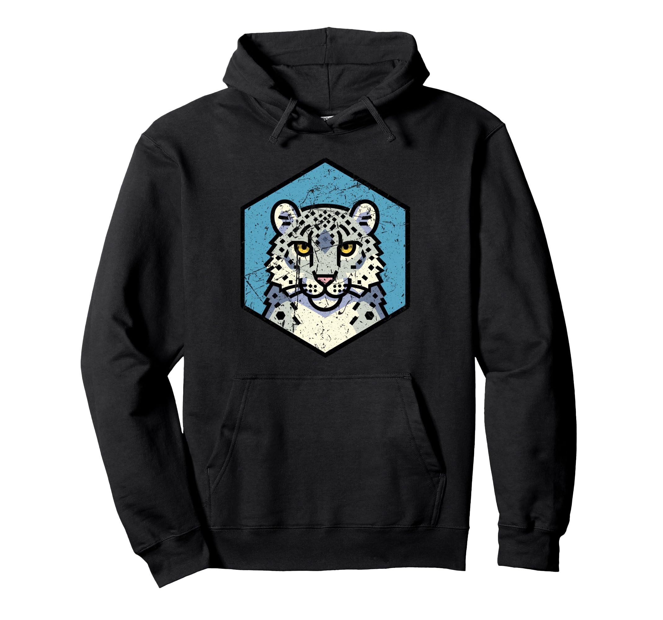 Bold Winter Leopard Head Hexagon Cat Art Hoodie - Streetwear Style Unisex - T-Shirt, Sweatshirt, Hoodie