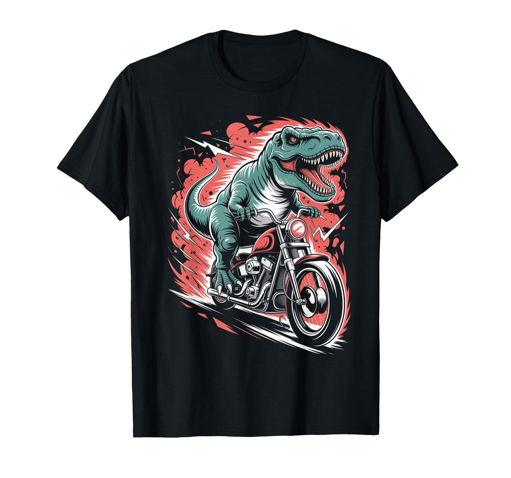 Dinosaur Biker Riding Motorcycle T Rex T-Shirt - Aesthetic Graphic Unisex - T-Shirt, Sweatshirt, Hoodie