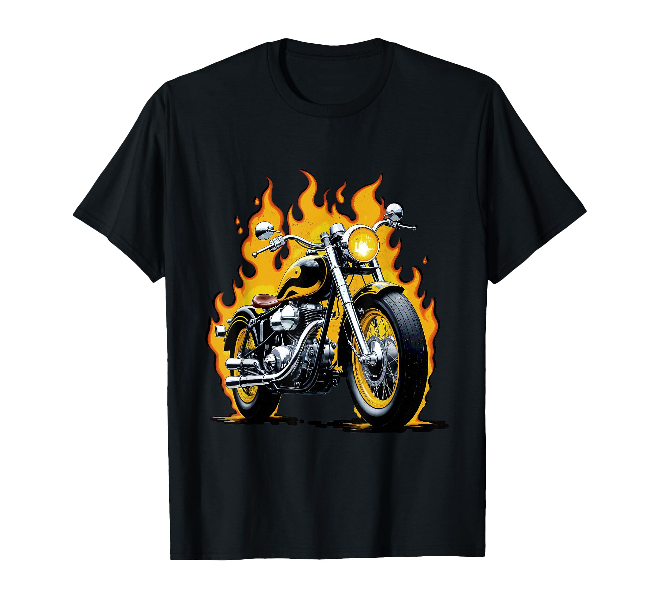 Motorbike Burning Flames Motorcycle Rider T-Shirt - Custom Art Print Unisex - T-Shirt, Sweatshirt, Hoodie