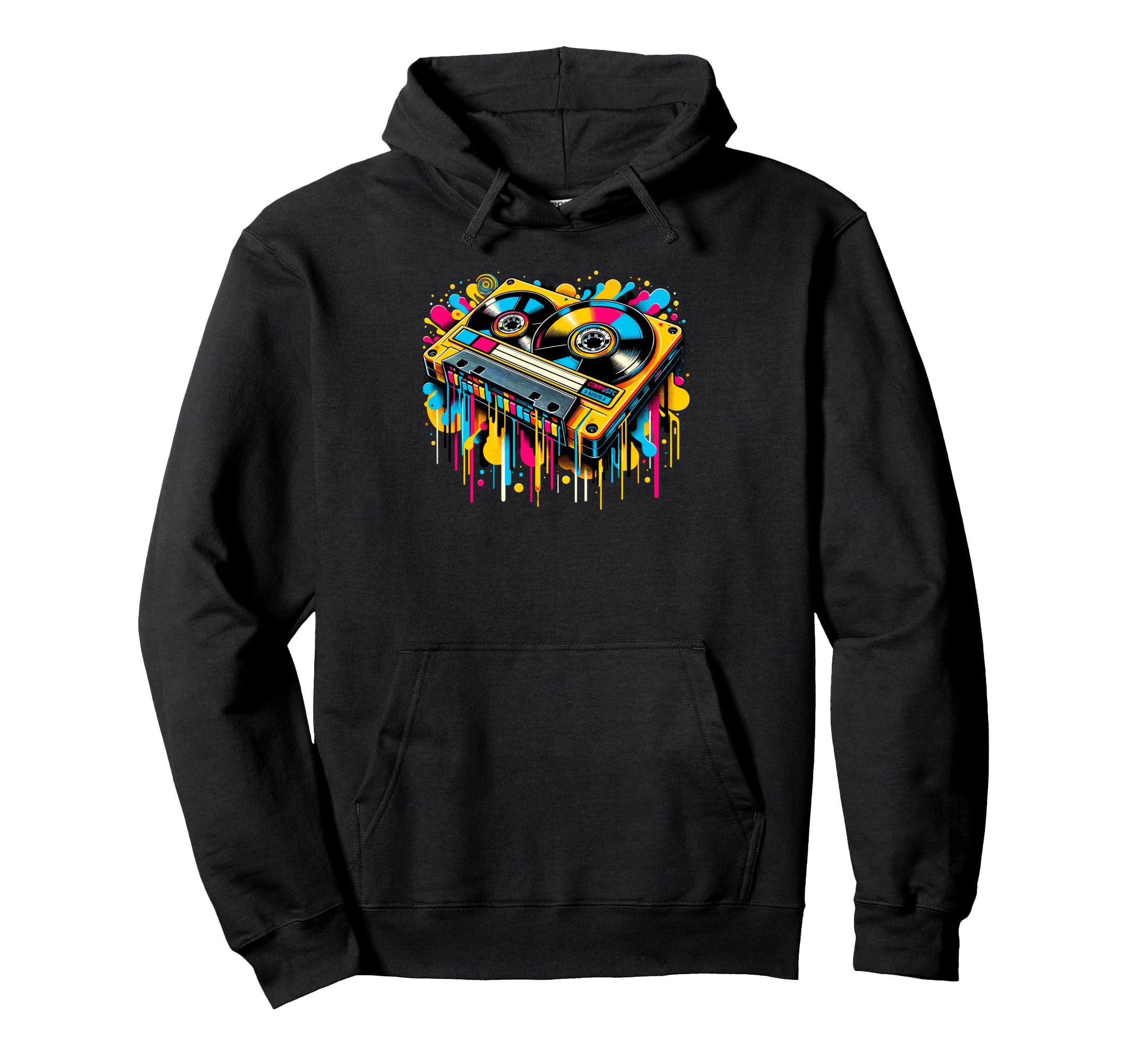 Dripping Paint Art Vinyl Record Player Hoodie - Minimalist Print Men Women - T-Shirt, Sweatshirt, Hoodie