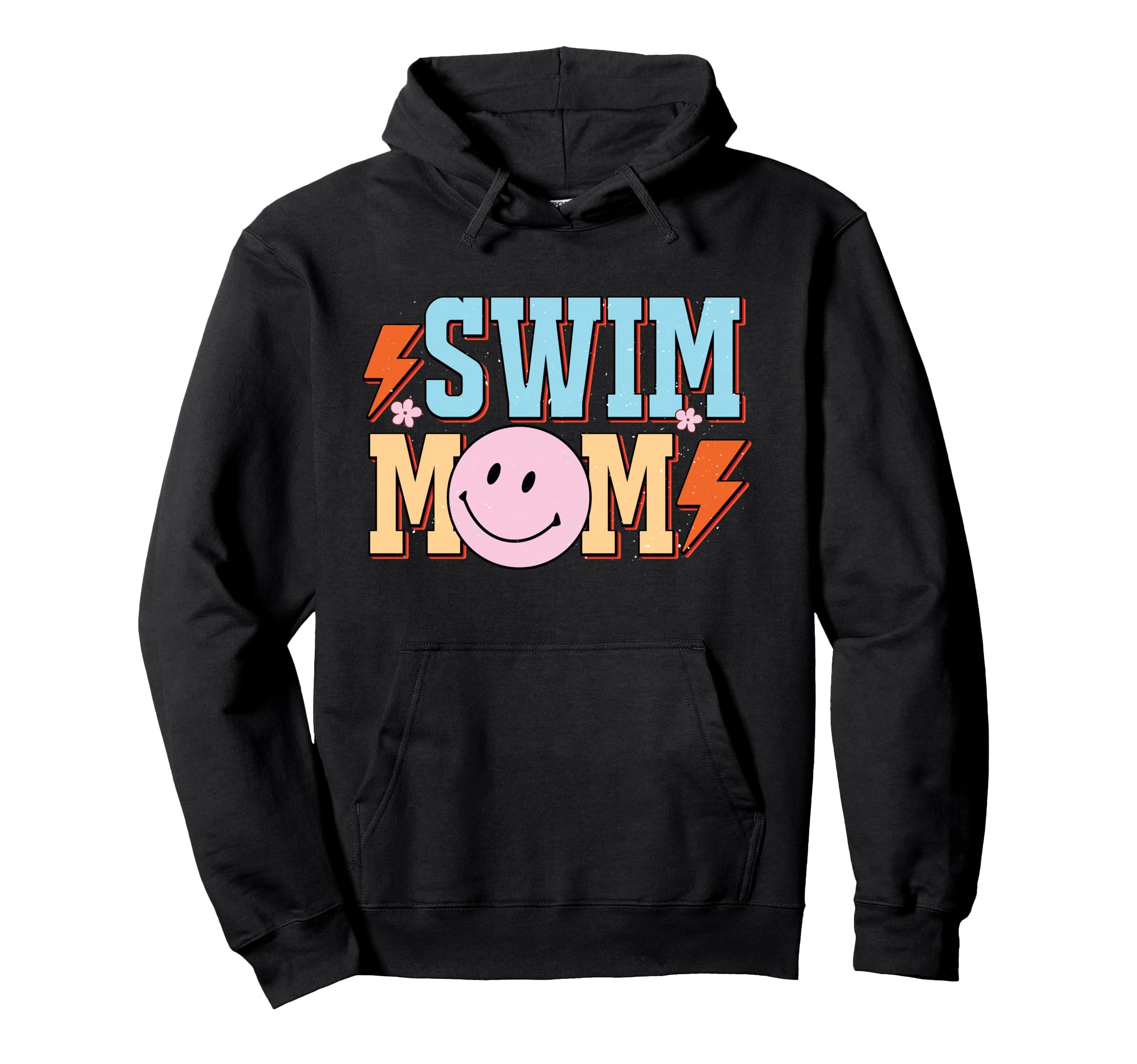 Swim Mom Happy Face Hoodie - Graphic Print Men Women - T-Shirt, Sweatshirt, Hoodie