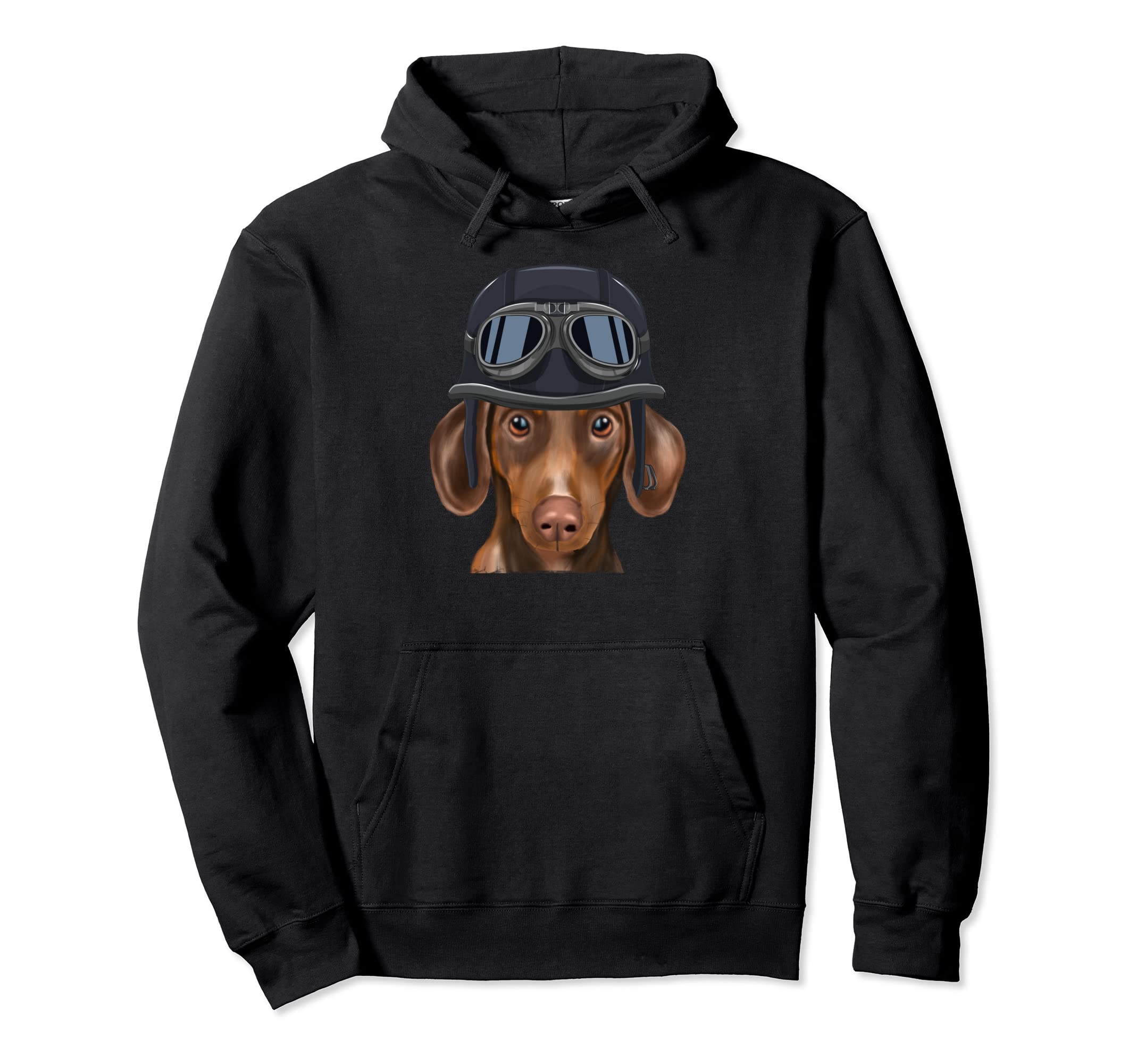 Funny Motorcycle Helmet Brown Dachshund Hoodie - Streetwear Style Unisex - T-Shirt, Sweatshirt, Hoodie
