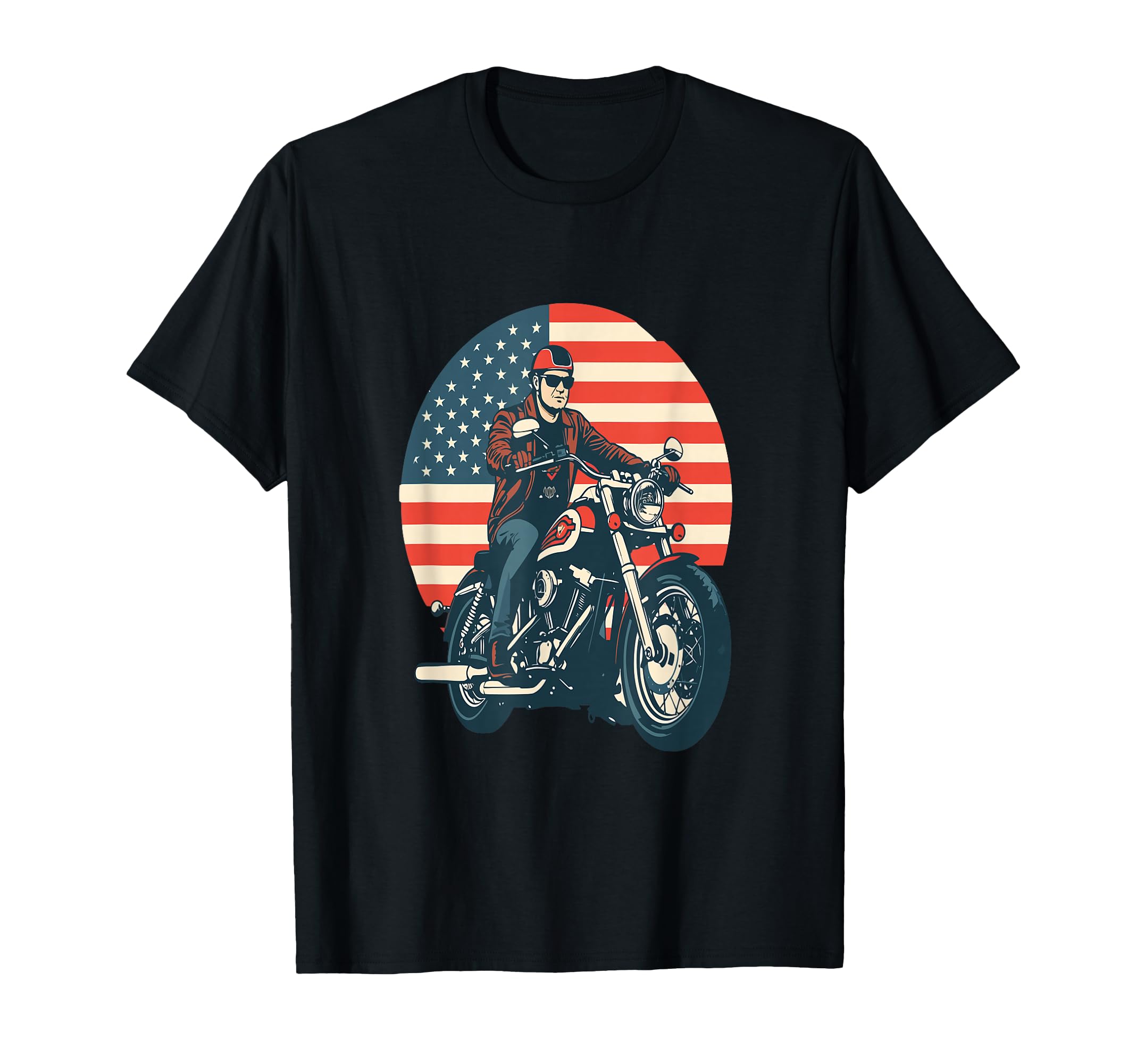 Motorcycle Biker Usa Flag T-Shirt - Casual Everyday Wear Men Women - T-Shirt, Sweatshirt, Hoodie