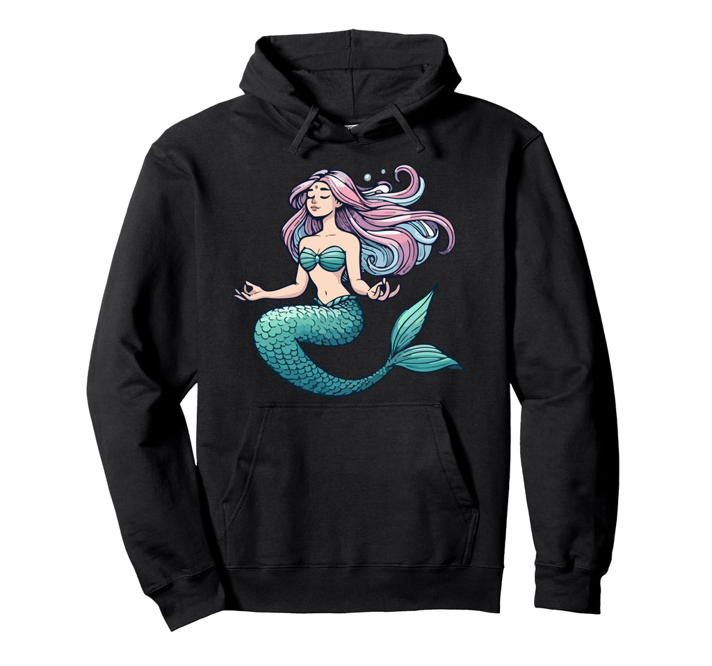 Meditation Mermaid Yoga Pose Relaxing Hoodie - Custom Art Print Unisex - T-Shirt, Sweatshirt, Hoodie