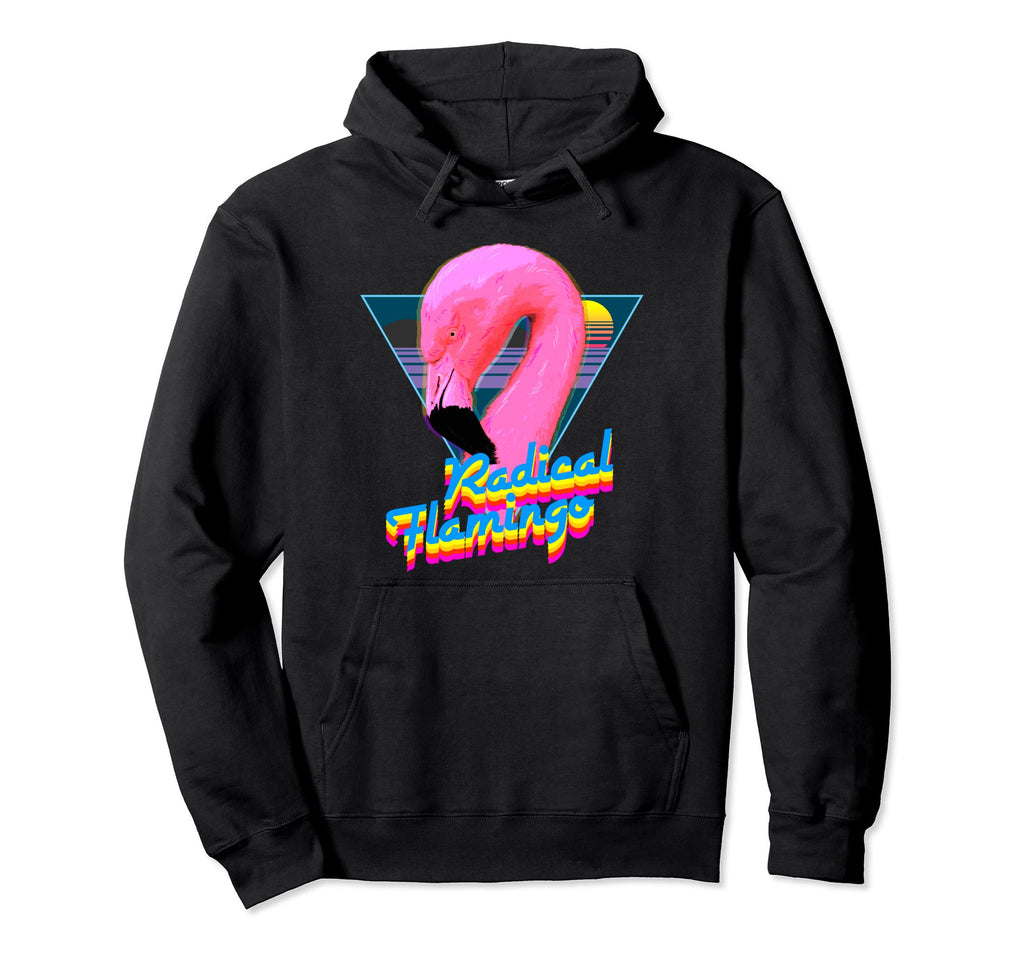 Radical Flamingo Synthwave Sunset 80S Hoodie - Custom Art Print for Adults - T-Shirt, Sweatshirt, Hoodie