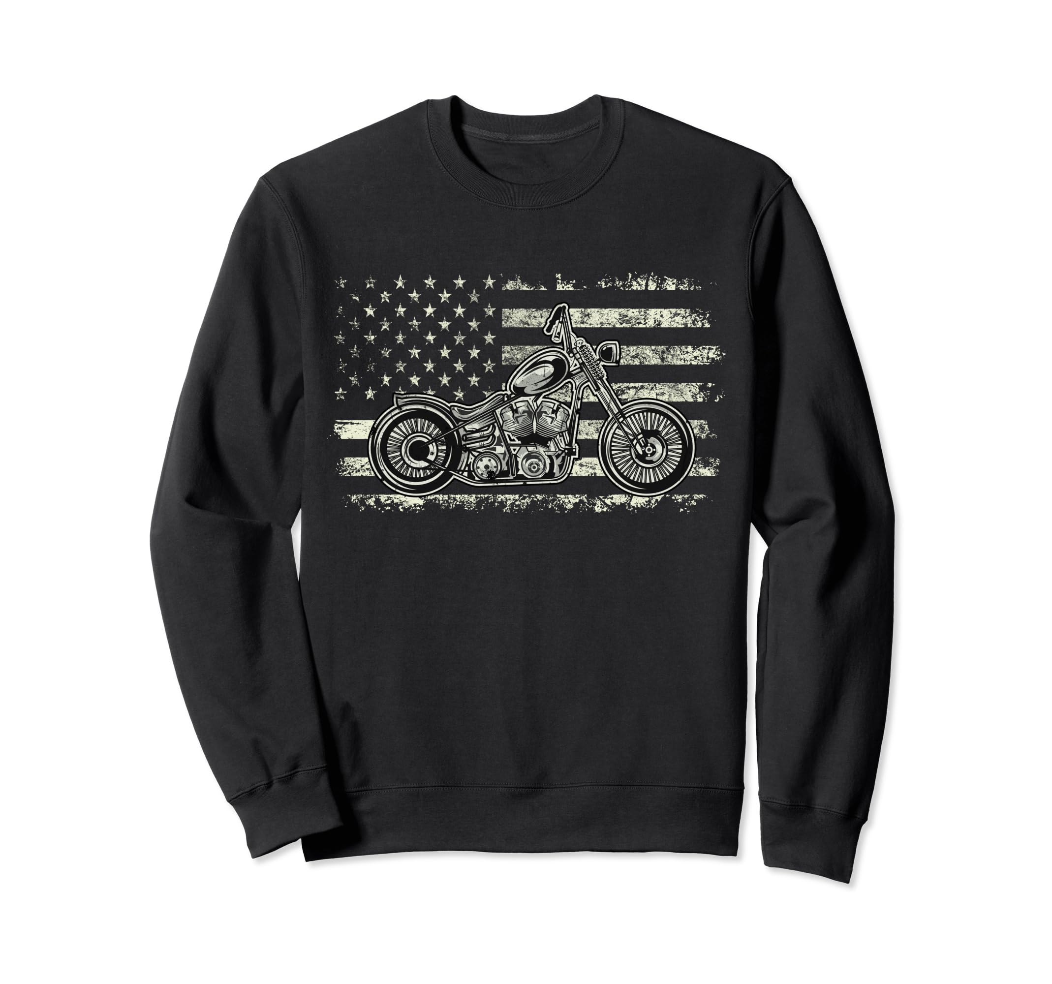 Patriotic Motorcycle American Us Flag Sweatshirt - Graphic Print Men Women - T-Shirt, Sweatshirt, Hoodie