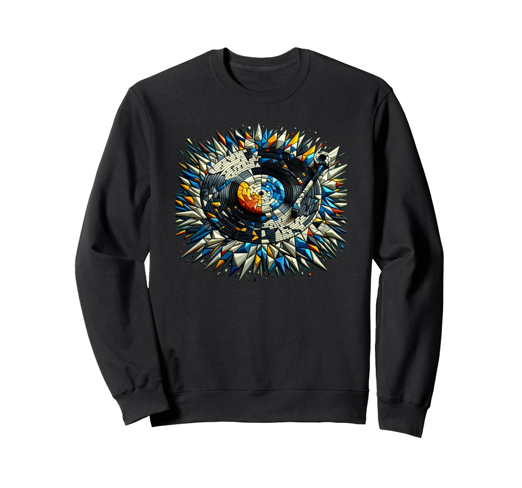 Polygon Art Vinyl Disc Record Sweatshirt - Unique Graphic for Adults - T-Shirt, Sweatshirt, Hoodie