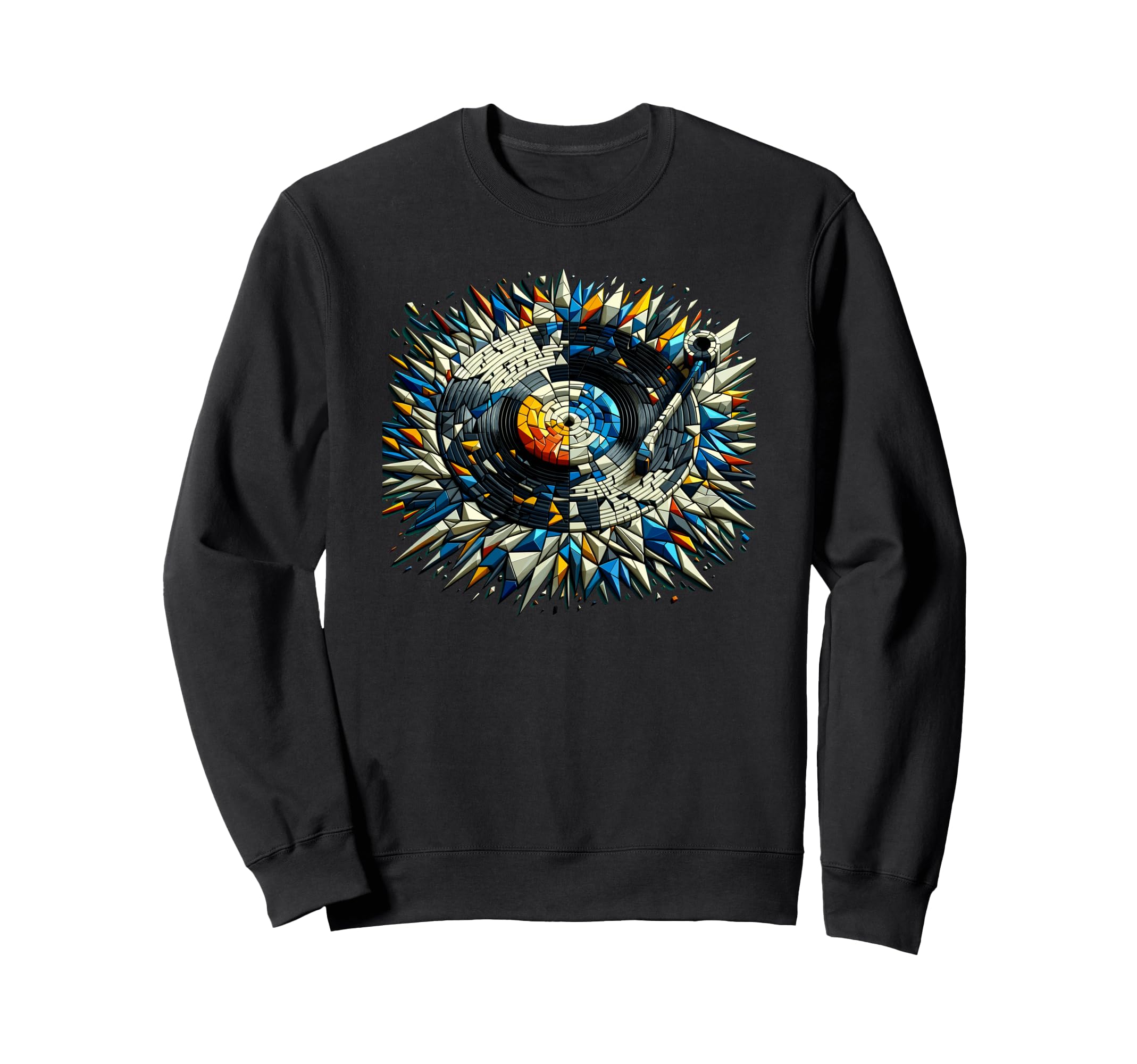 Polygon Art Vinyl Disc Record Sweatshirt - Unique Graphic for Adults - T-Shirt, Sweatshirt, Hoodie