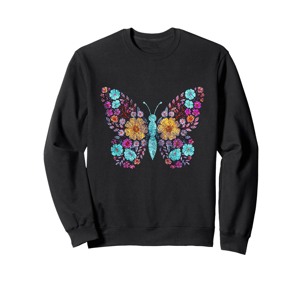 Floral Butterfly Flowers Botany Nature Sweatshirt - Novelty Apparel Unisex - T-Shirt, Sweatshirt, Hoodie