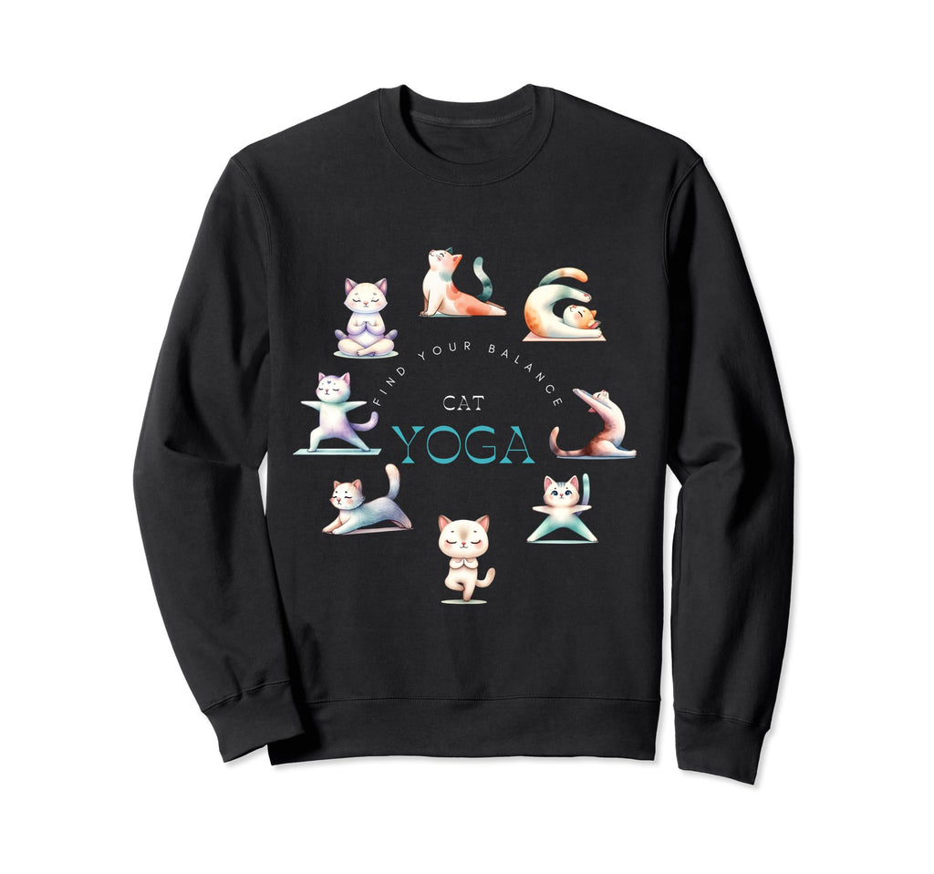 Cat Yoga Poses Practicing Sweatshirt - Novelty Apparel Men Women - T-Shirt, Sweatshirt, Hoodie