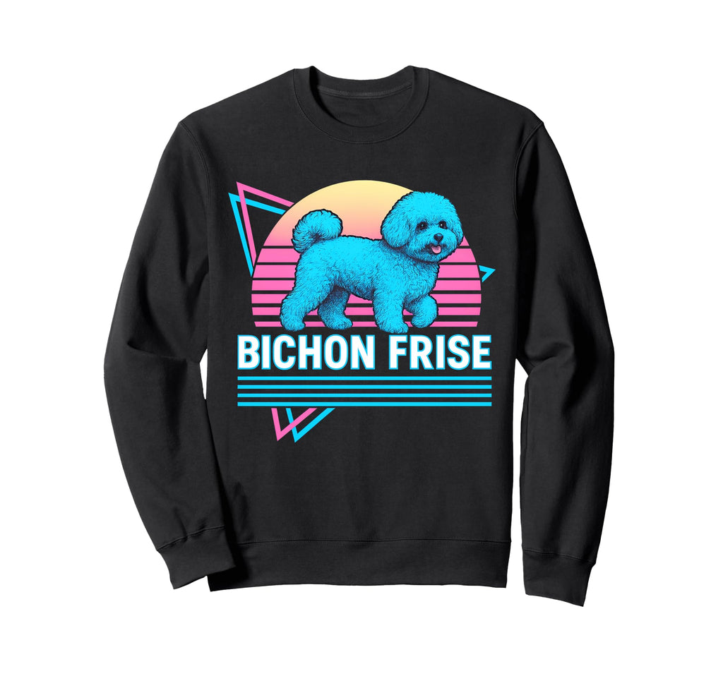Bichon Frise Synthwave Aesthetic Dog Sweatshirt - Trendy Graphic Unisex - T-Shirt, Sweatshirt, Hoodie