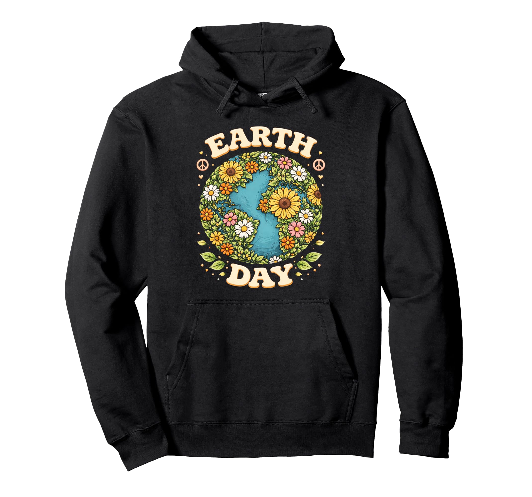 Earth Day Floral Planet Groovy 70S Hoodie - Minimalist Print Unisex - T-Shirt, Sweatshirt, Hoodie