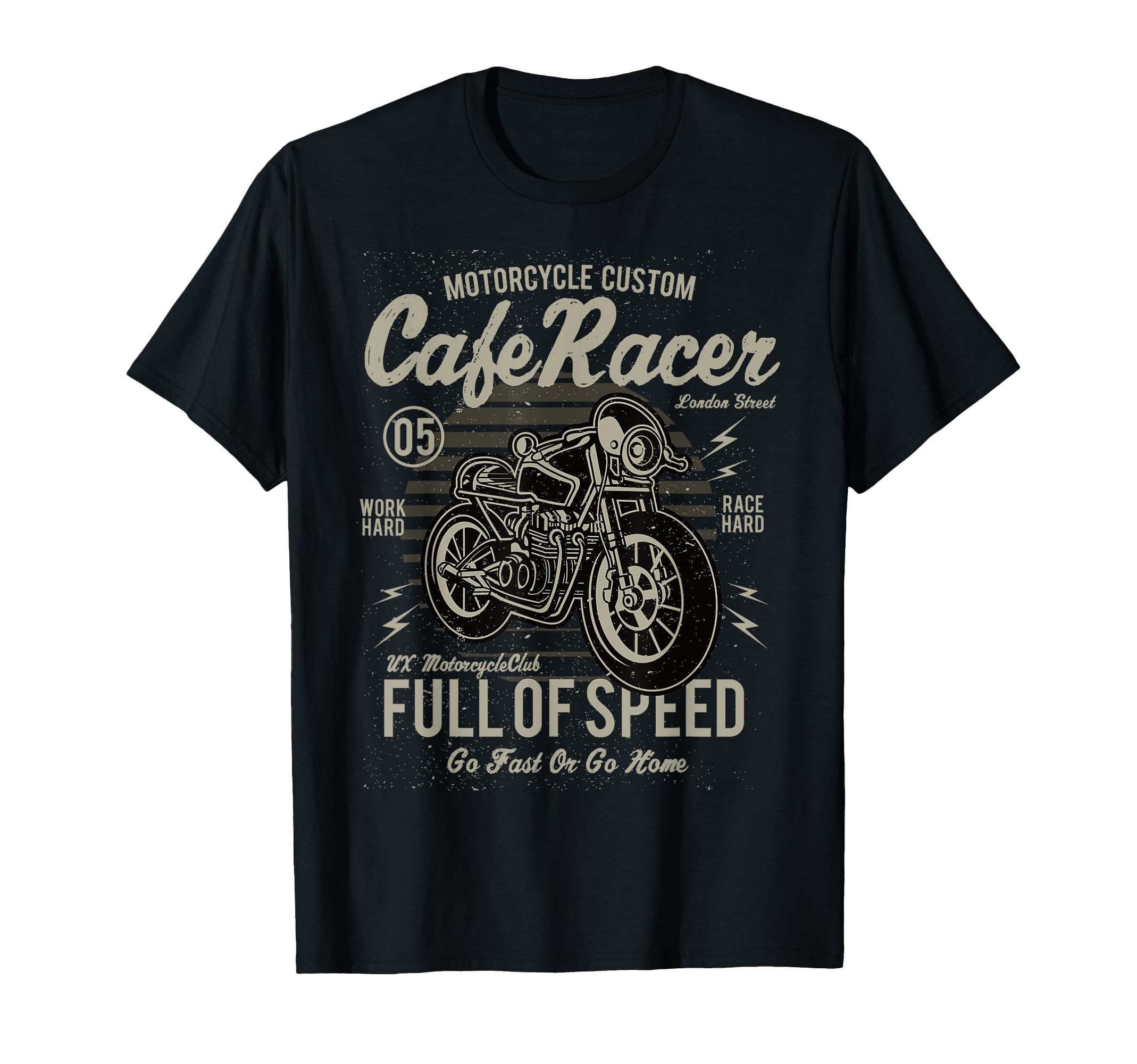 Motorcycle Biker Cafe Racer Full Speed T-Shirt - Custom Art Print Men Women - T-Shirt, Sweatshirt, Hoodie