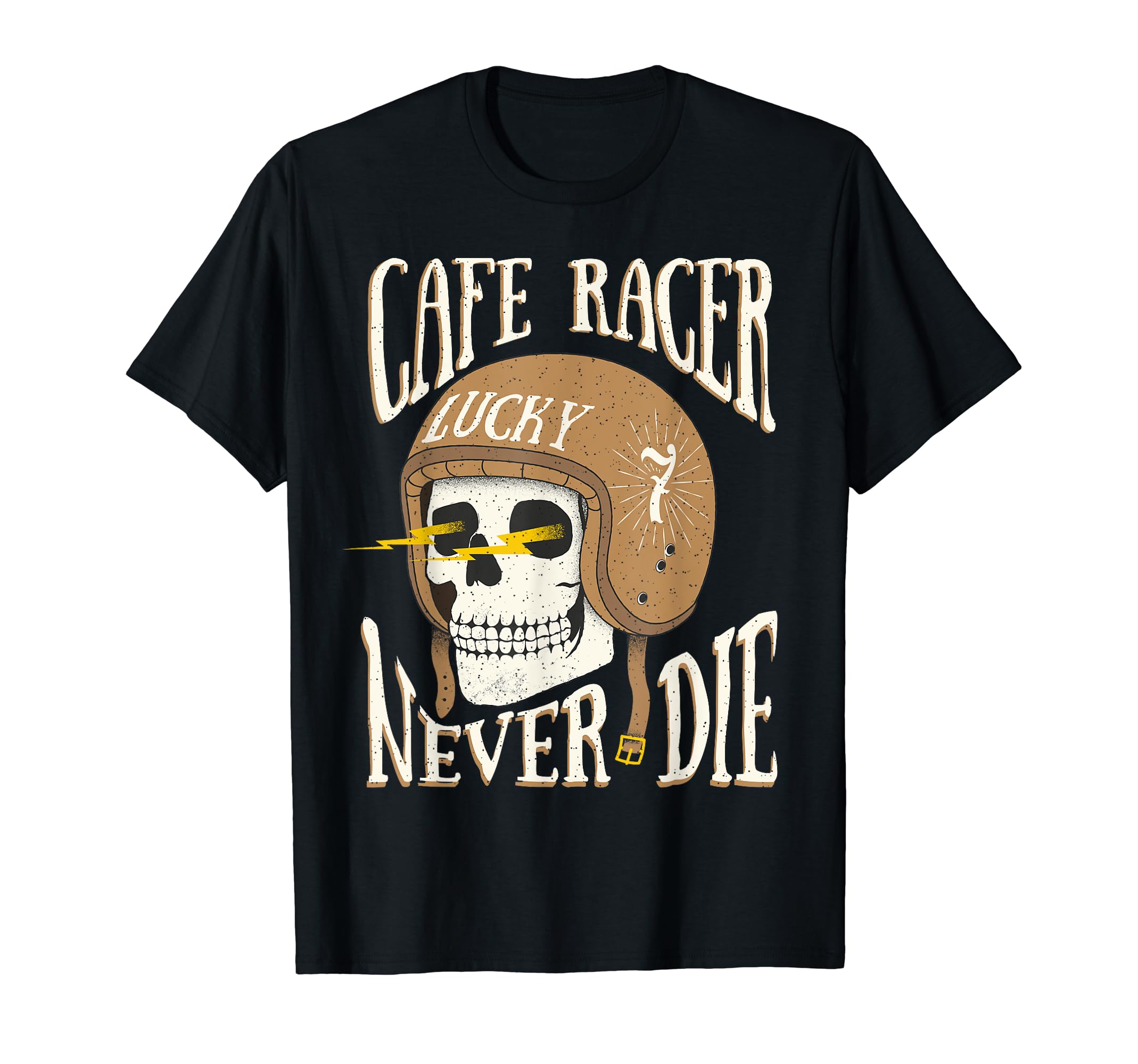 Cafe Racer Lucky Skull Motorcycle T-Shirt - Trendy Graphic Unisex - T-Shirt, Sweatshirt, Hoodie
