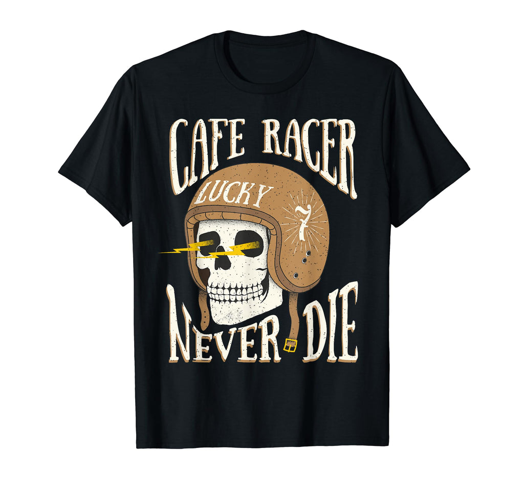 Cafe Racer Lucky Skull Motorcycle T-Shirt - Aesthetic Graphic Men Women - T-Shirt, Sweatshirt, Hoodie