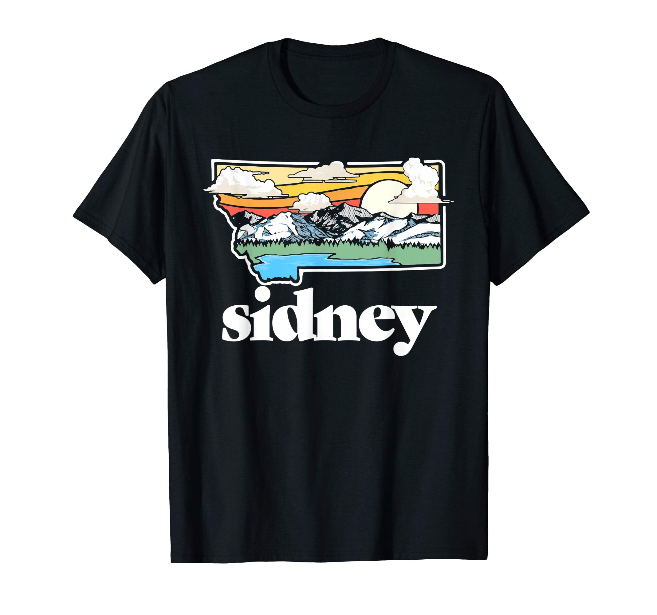 Sidney Montana Outdoors Mountains T-Shirt - Custom Art Print Men Women - T-Shirt, Sweatshirt, Hoodie