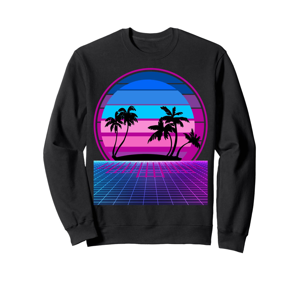 80S Vaporwave Palm Trees Sunset Sweatshirt - Custom Art Print for Adults - T-Shirt, Sweatshirt, Hoodie