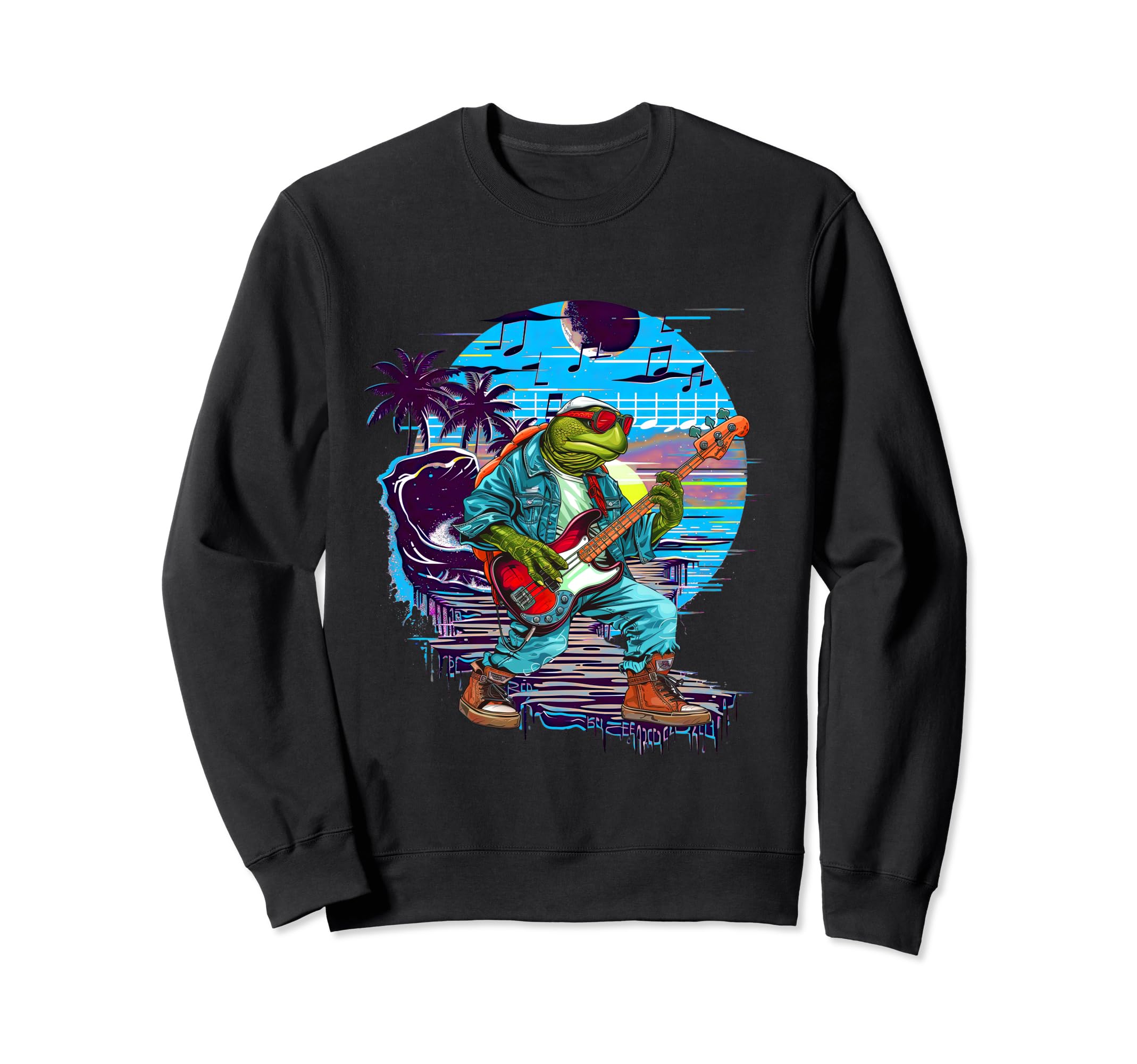 80S 90S Streetwear Rocker Turtle Sweatshirt - Graphic Print for Adults - T-Shirt, Sweatshirt, Hoodie