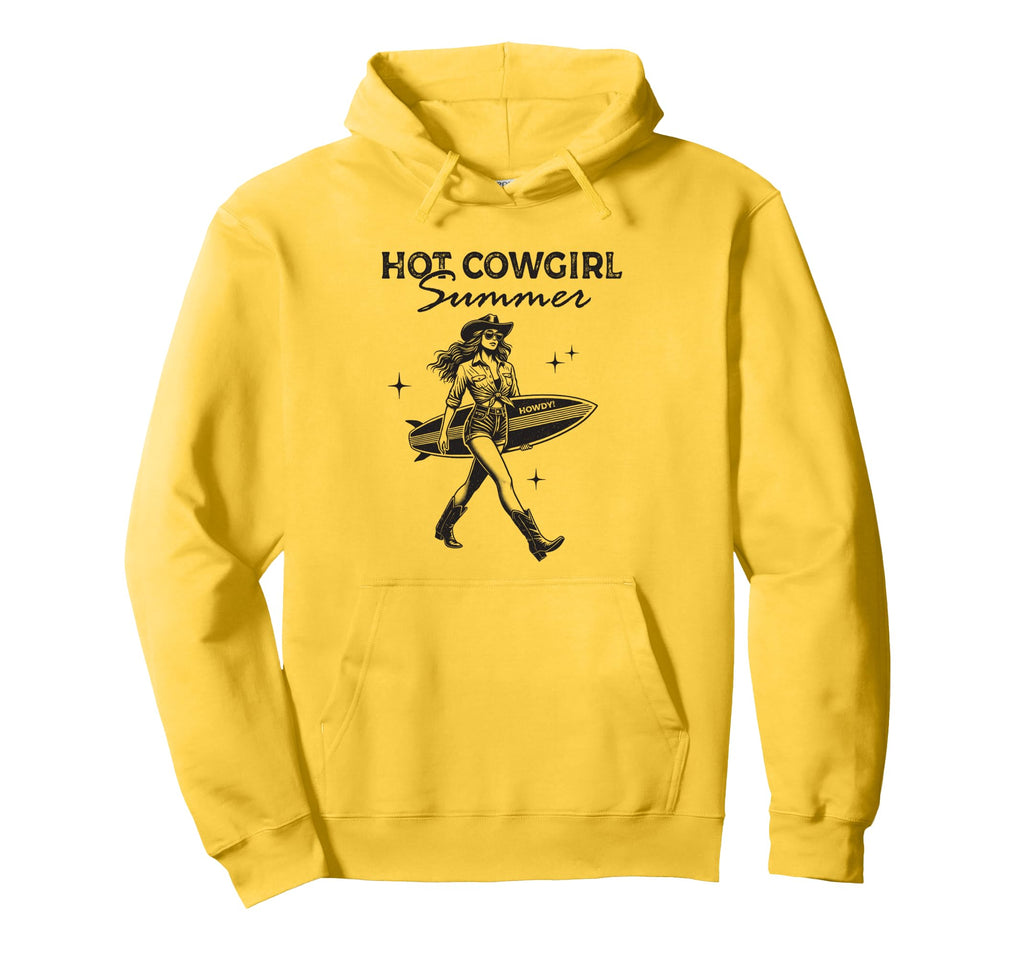 Hot Cowgirl Summer Western Surf Beach Hoodie - Graphic Print for Adults - T-Shirt, Sweatshirt, Hoodie