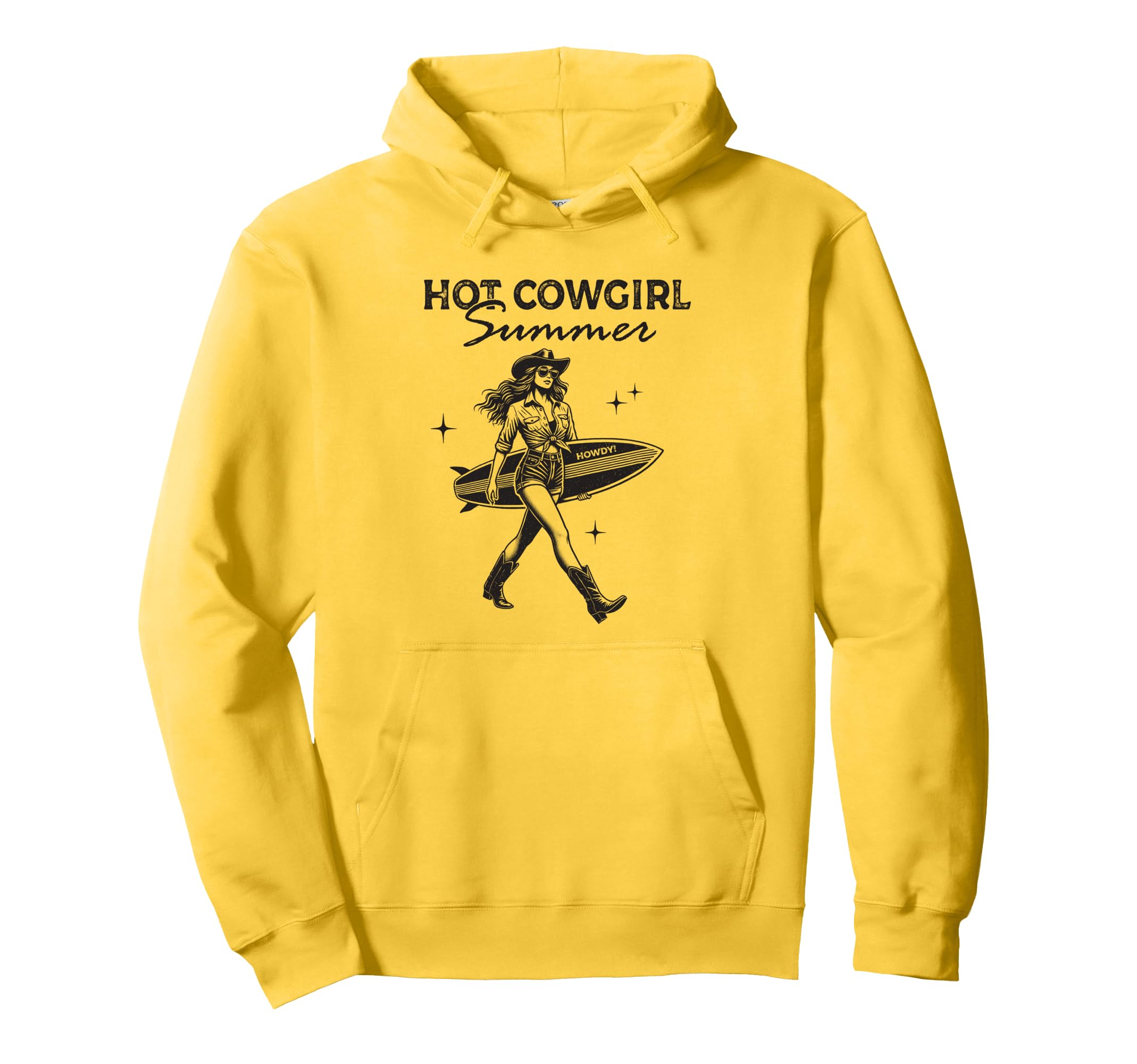 Hot Cowgirl Summer Western Surf Beach Hoodie - Graphic Print for Adults - T-Shirt, Sweatshirt, Hoodie