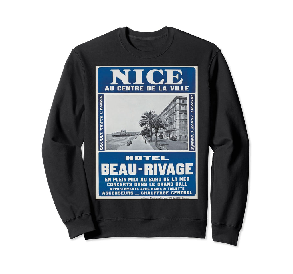 Nice France Hotel Beau Rivage Sweatshirt - Minimalist Print for Adults - T-Shirt, Sweatshirt, Hoodie