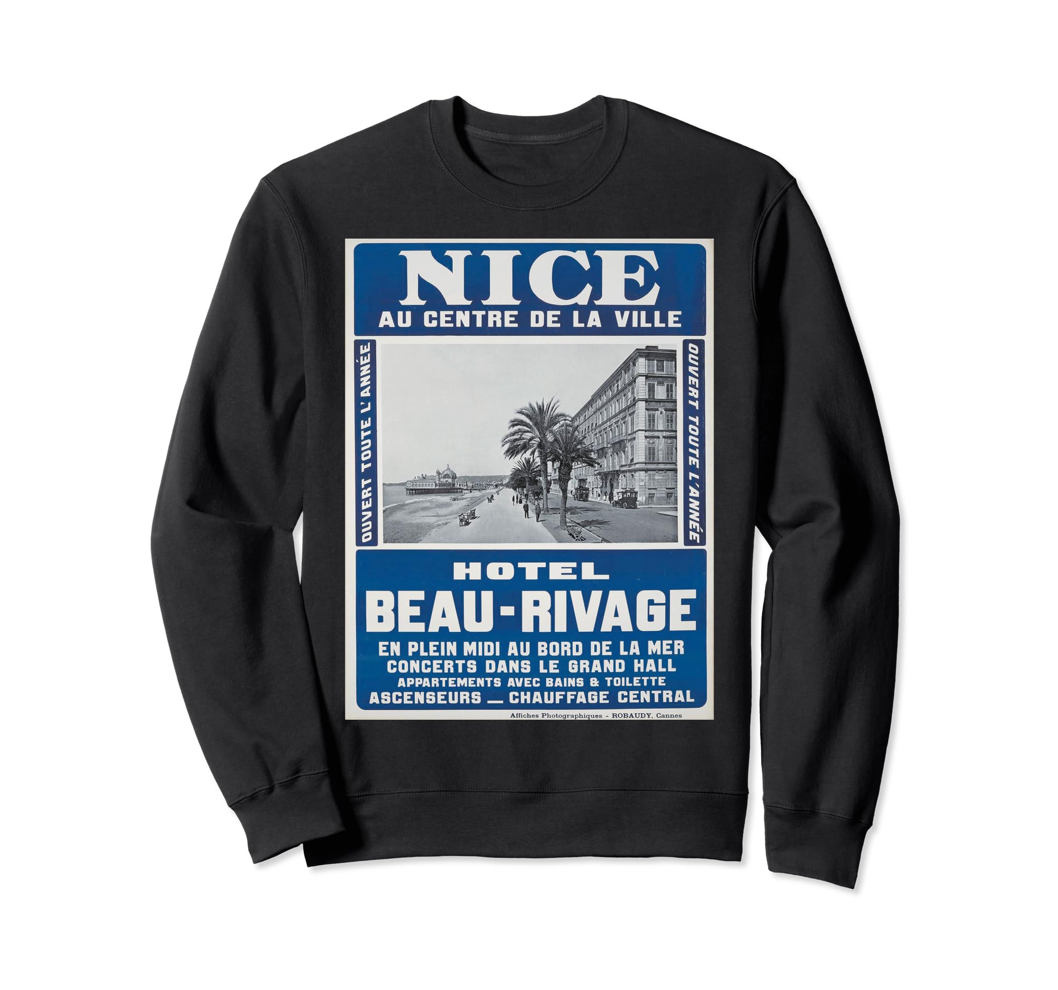 Nice France Hotel Beau Rivage Sweatshirt - Minimalist Print for Adults - T-Shirt, Sweatshirt, Hoodie