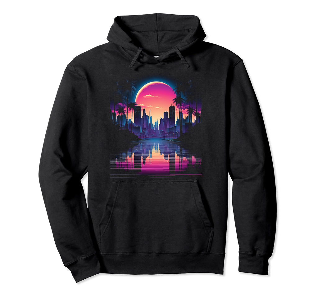 Vaporwave Cityscape 80S Synthwave 11 Hoodie - Trendy Graphic Men Women - T-Shirt, Sweatshirt, Hoodie