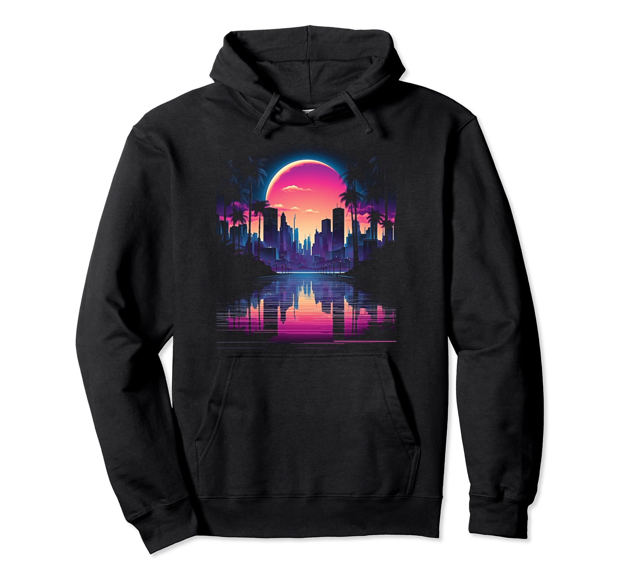 Vaporwave Cityscape 80S Synthwave 11 Hoodie - Trendy Graphic Men Women - T-Shirt, Sweatshirt, Hoodie
