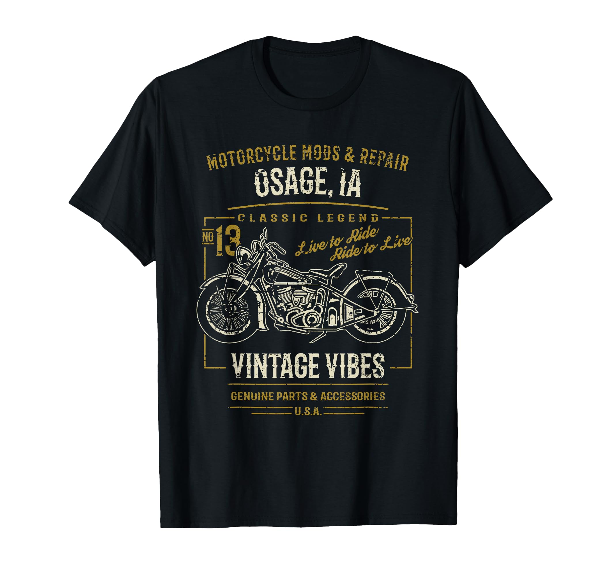 Osage Ia Usa Motorcycle T-Shirt - Fun Novelty Design Unisex - T-Shirt, Sweatshirt, Hoodie