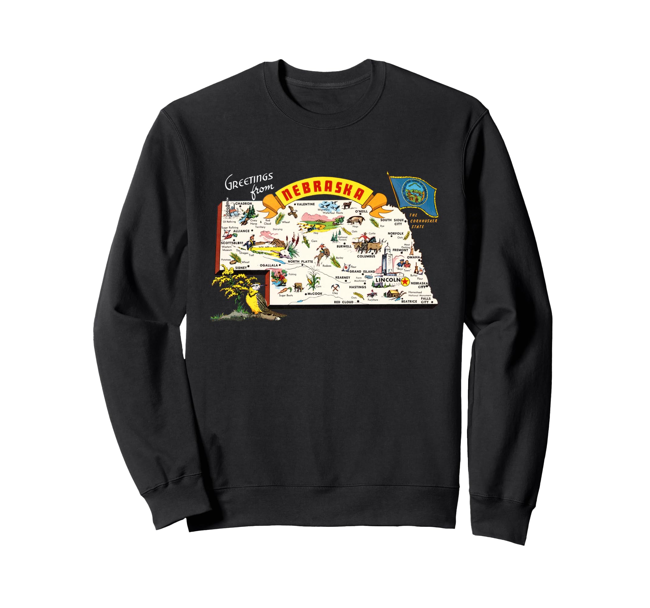 Greetings From Nebraska Map Sweatshirt - Aesthetic Graphic Men Women - T-Shirt, Sweatshirt, Hoodie