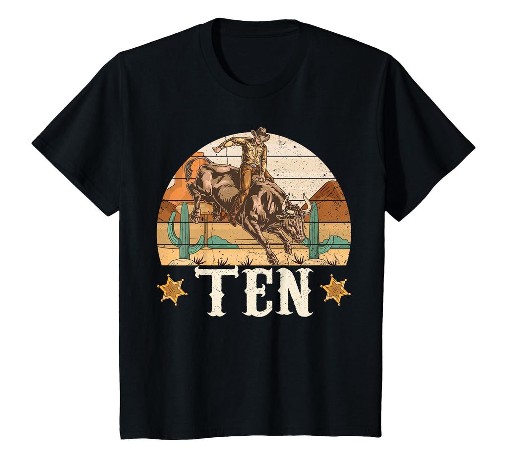 Bull Riding 10Th Birthday 10 Years Old T-Shirt - Streetwear Style Unisex - T-Shirt, Sweatshirt, Hoodie